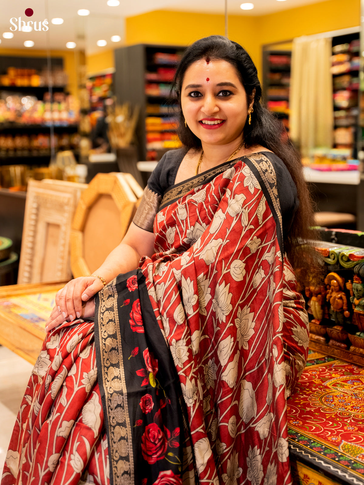 Red & Black - Semi Modal Saree