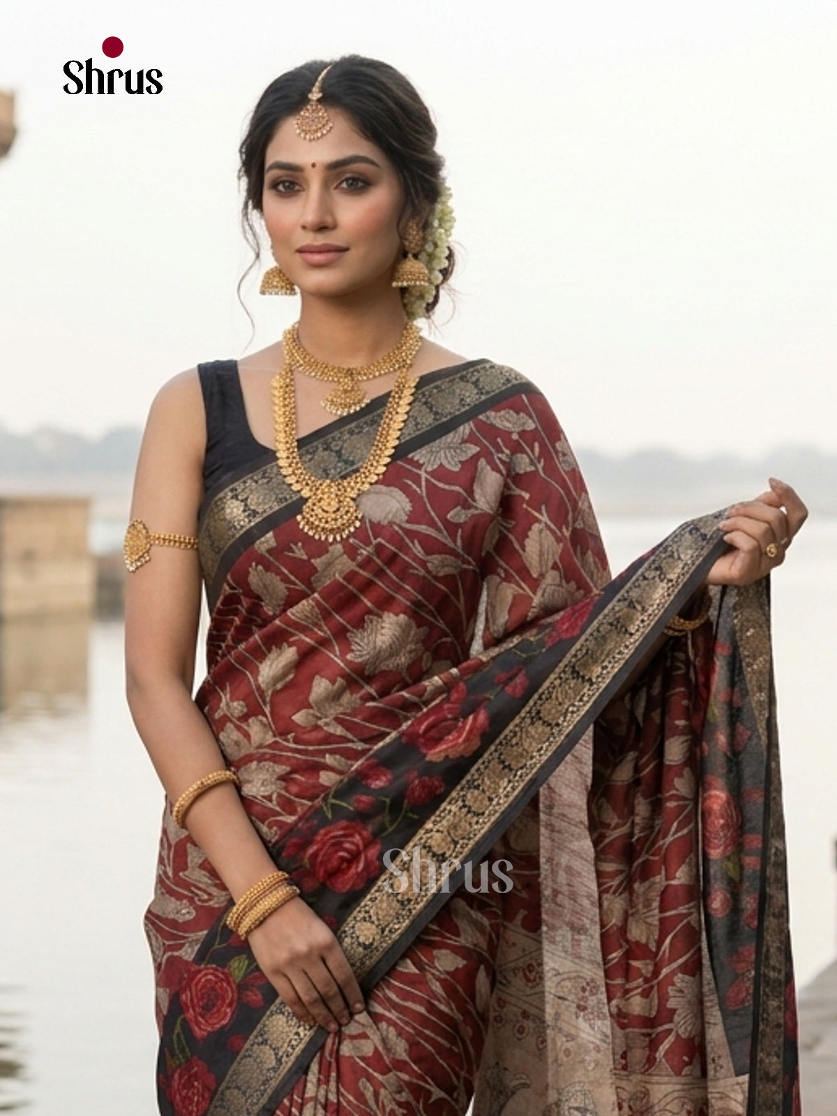 Red & Black - Semi Modal Saree