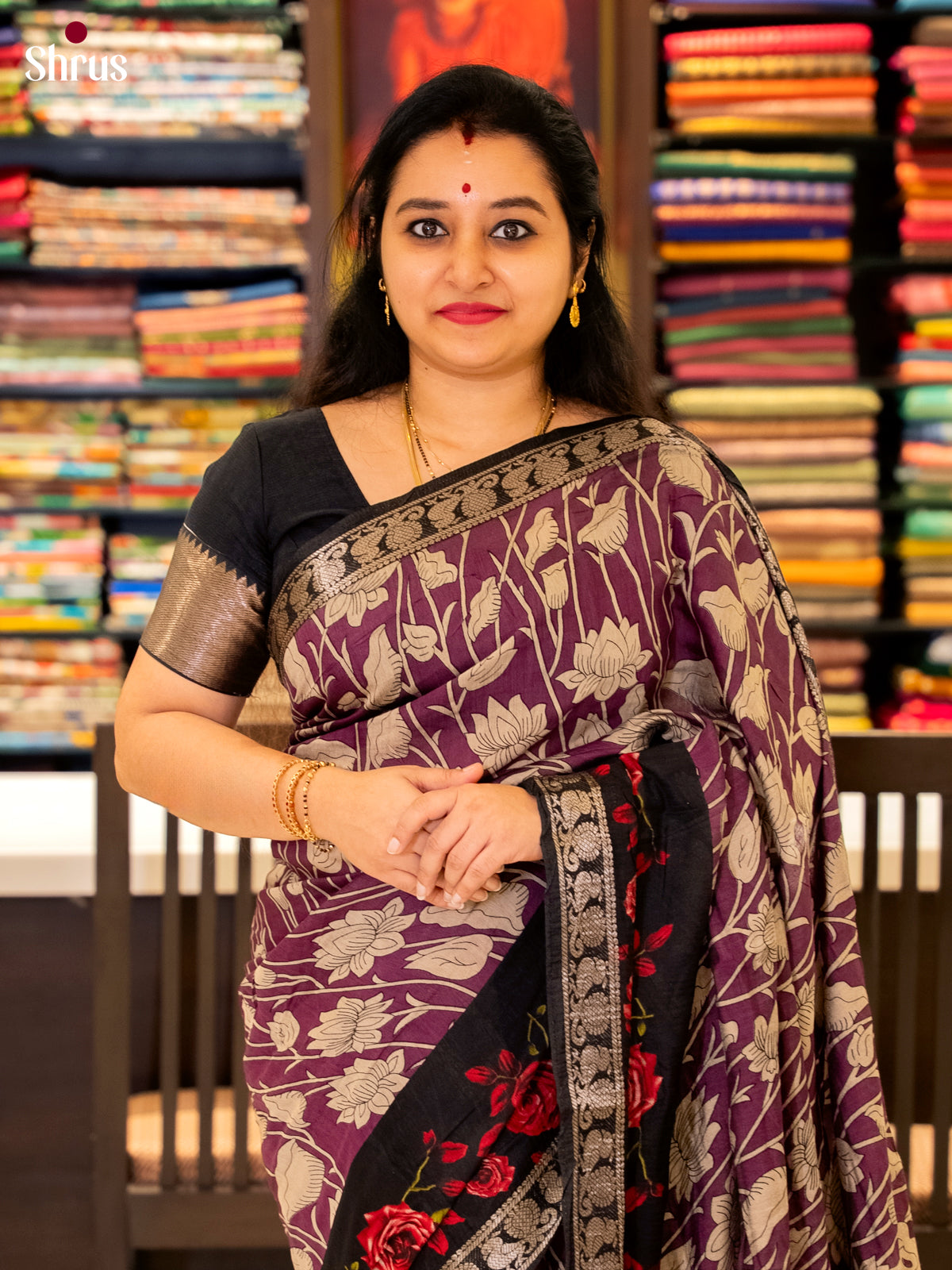 Purple & Black- Semi Modal Saree