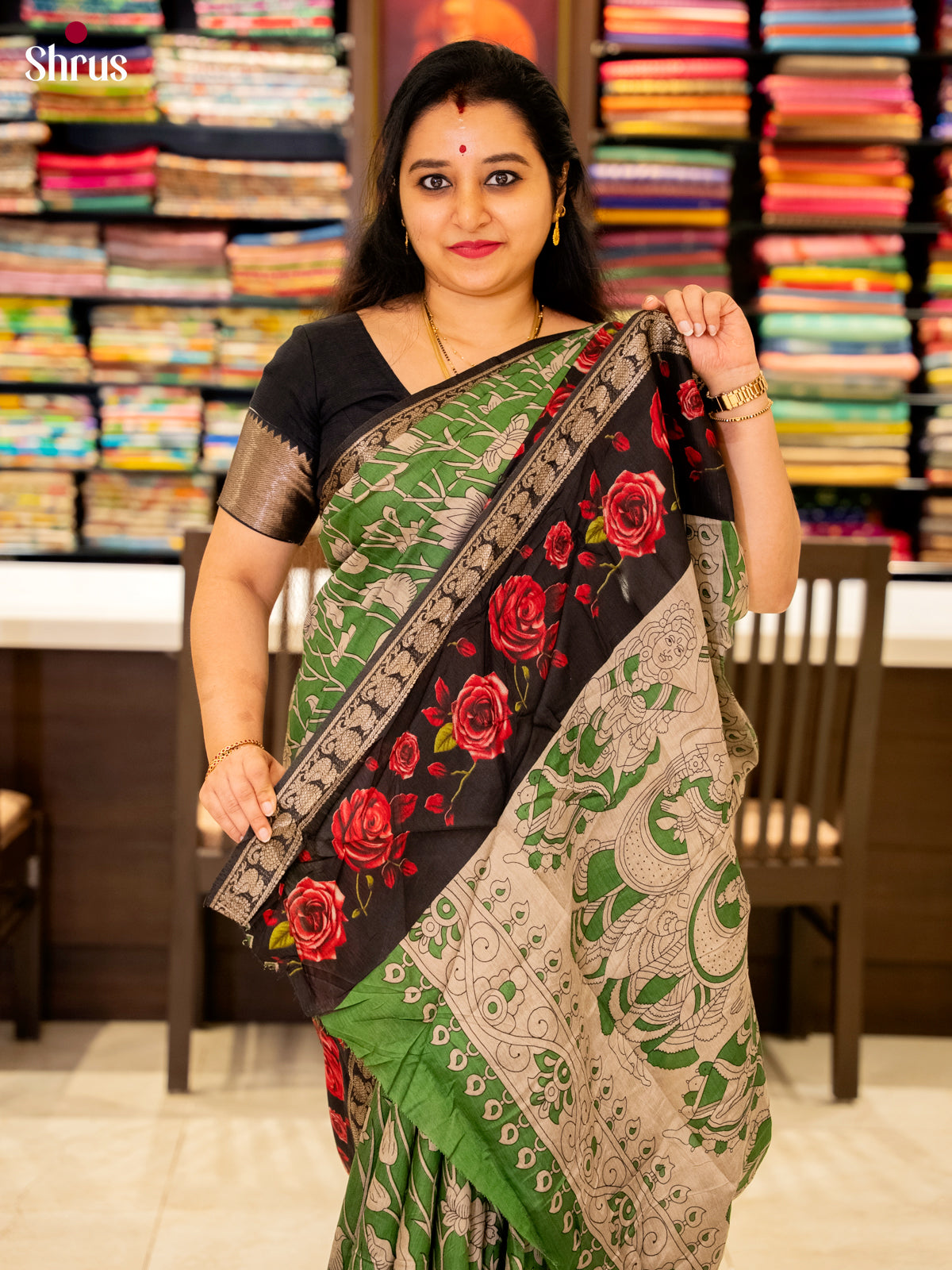 Green & Black - Semi Modal Saree