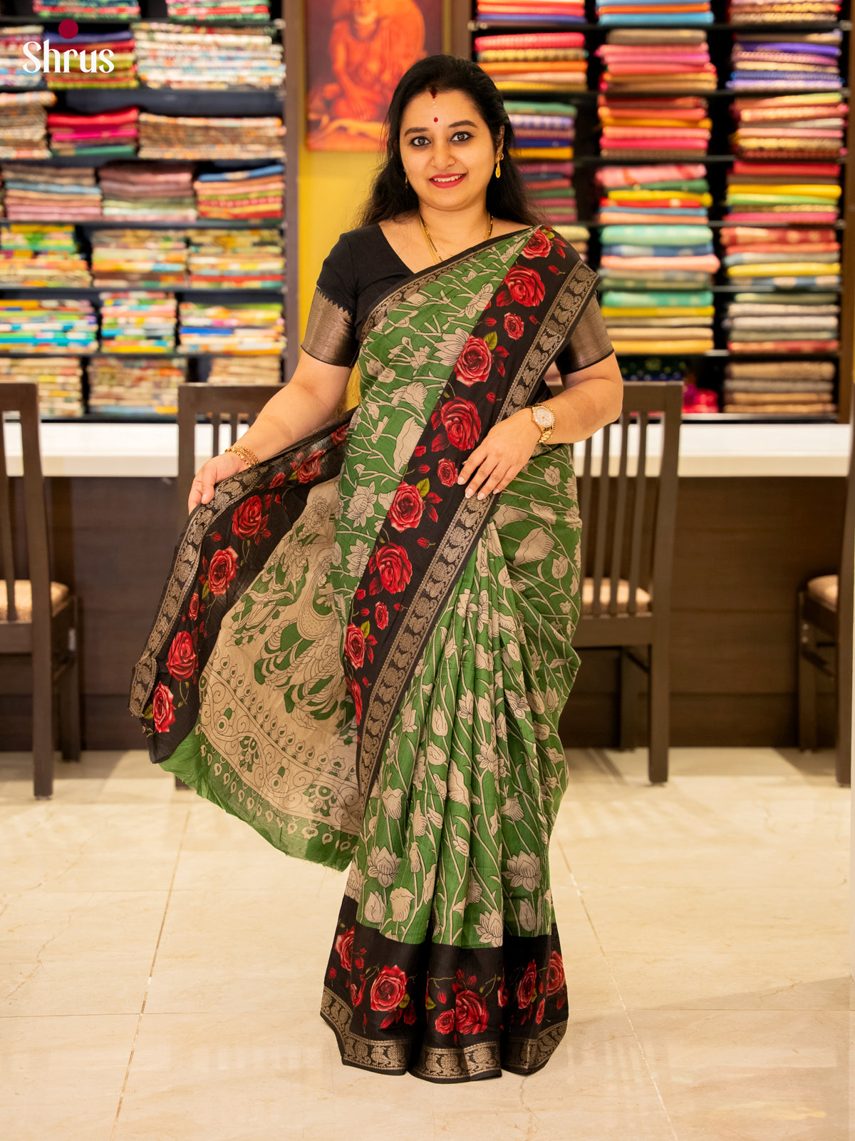 Green & Black - Semi Modal Saree
