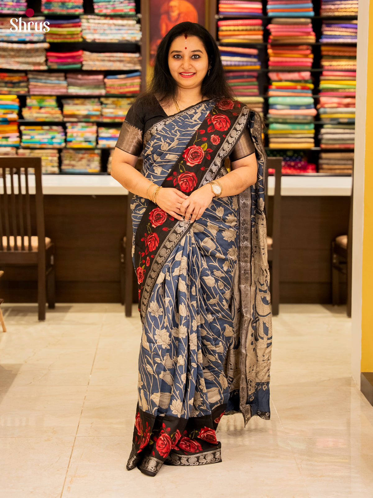 Blue & Black- Semi Modal Saree