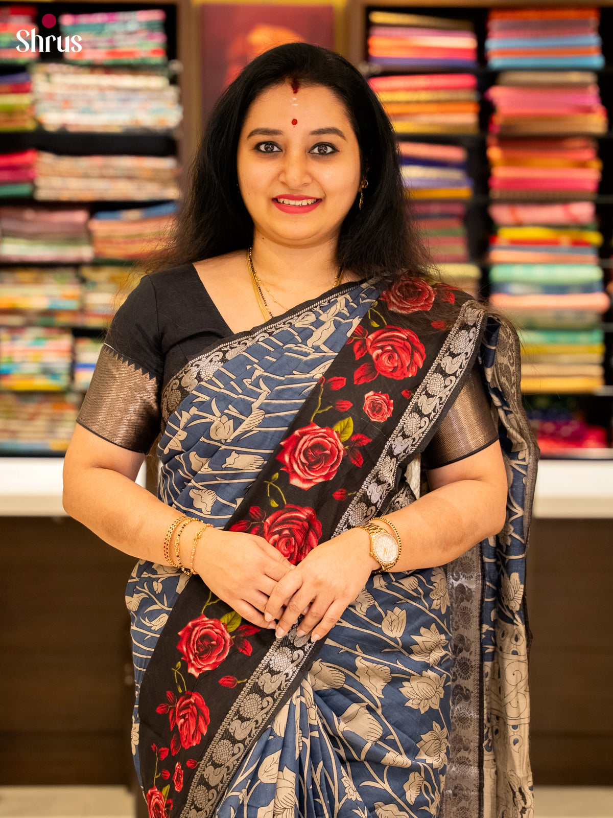 Blue & Black- Semi Modal Saree