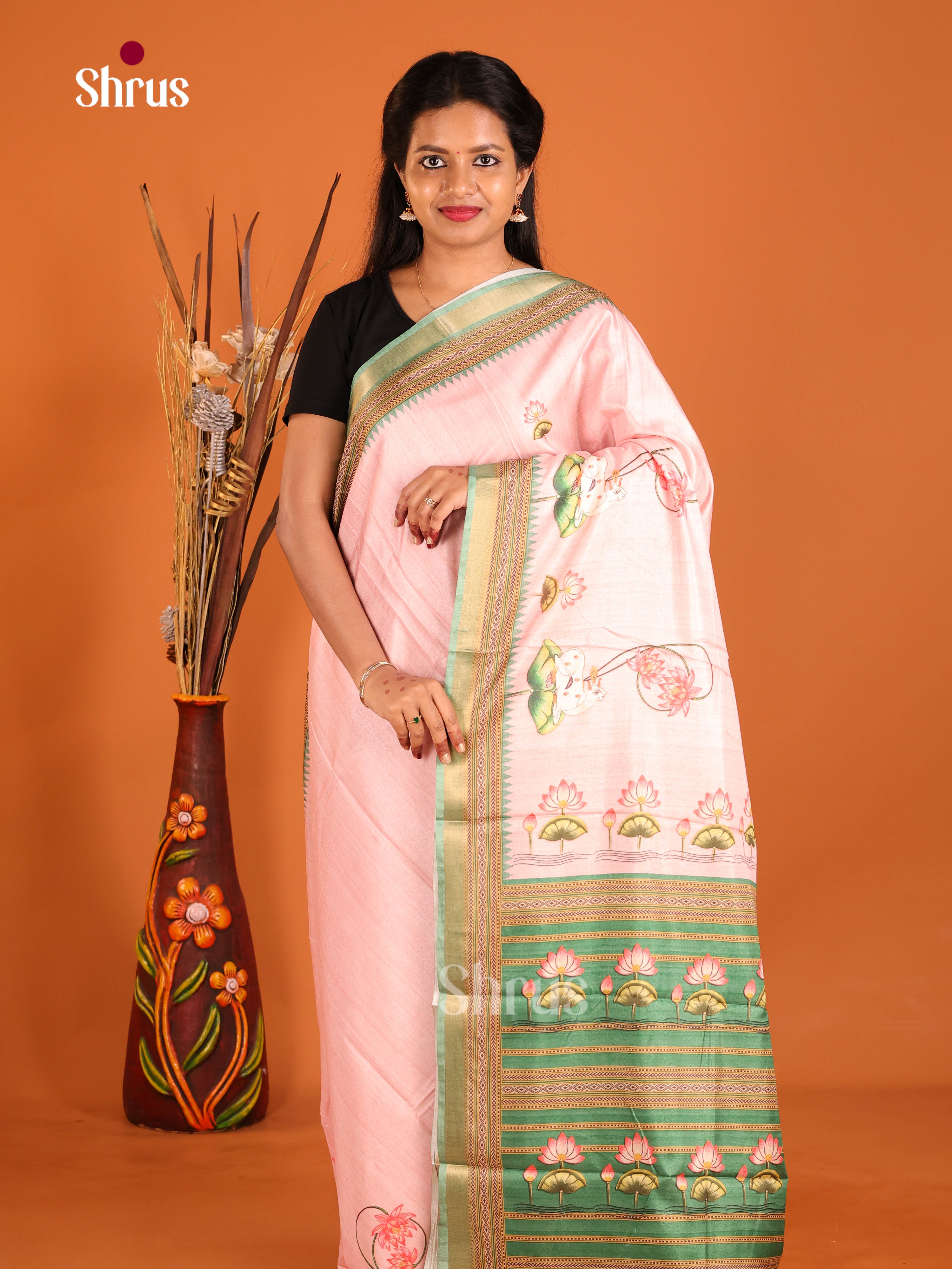 Pink & Green - Art Modal Saree