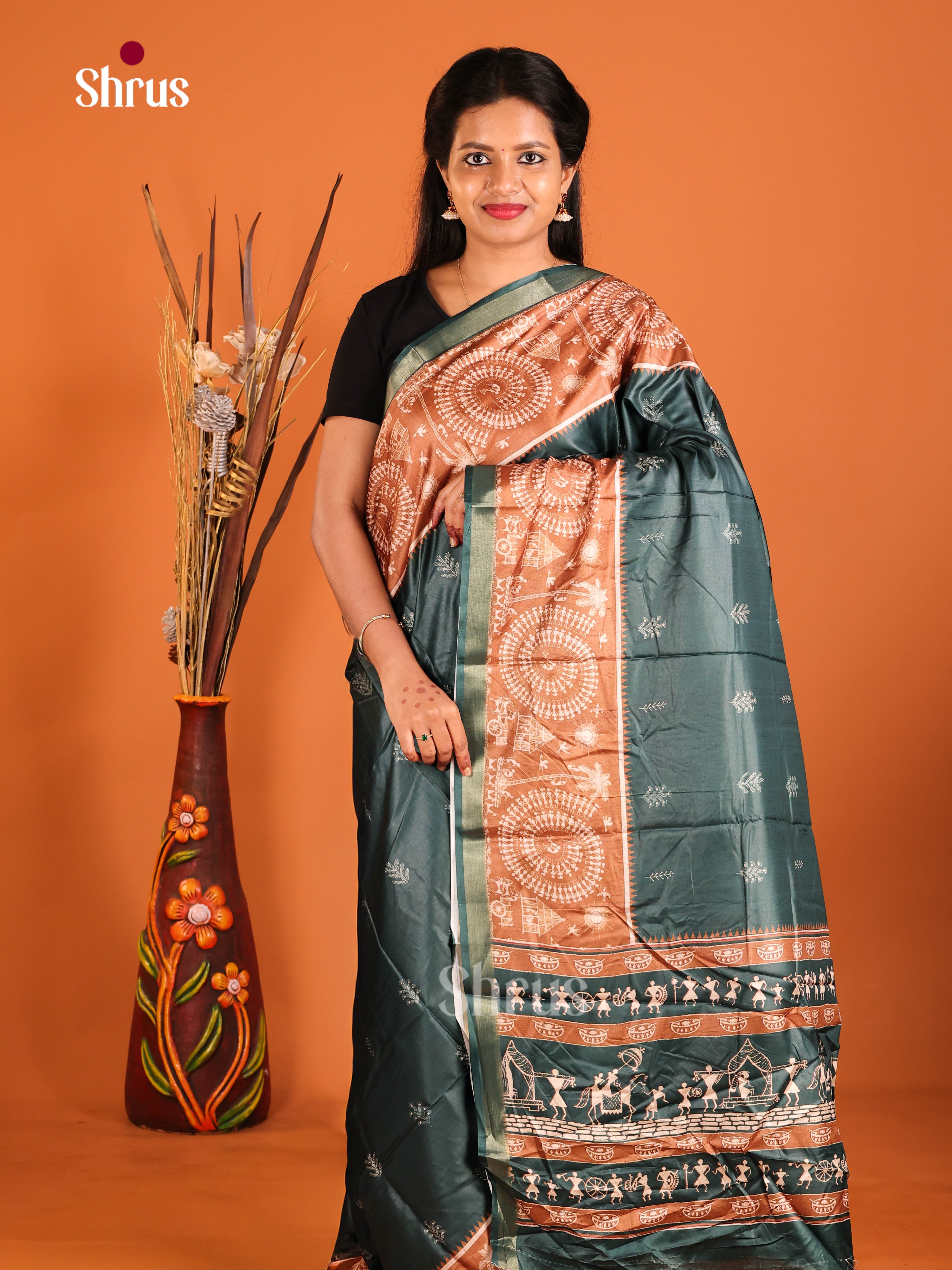 Green & Brown - Art Modal Saree