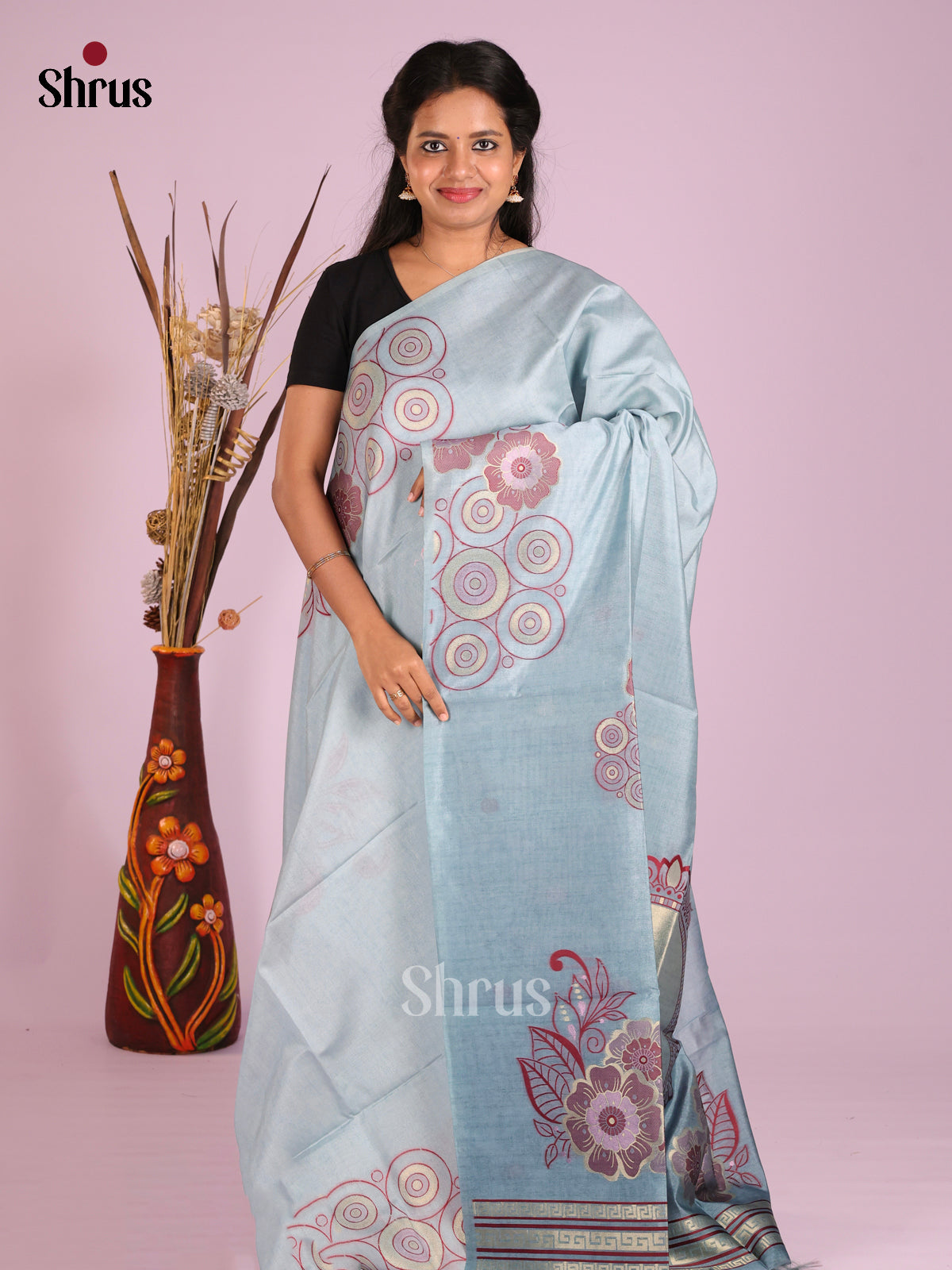 Blue- Semi Tussar Saree