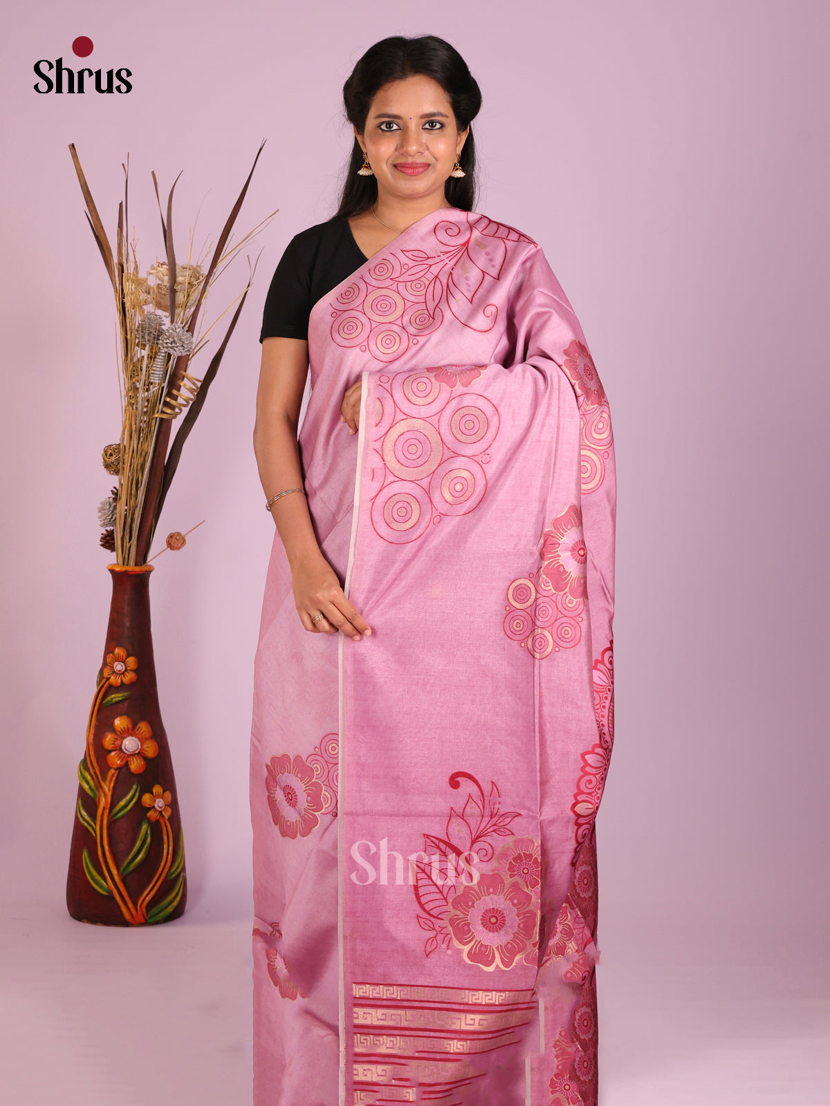 Pink - Semi Tussar Saree