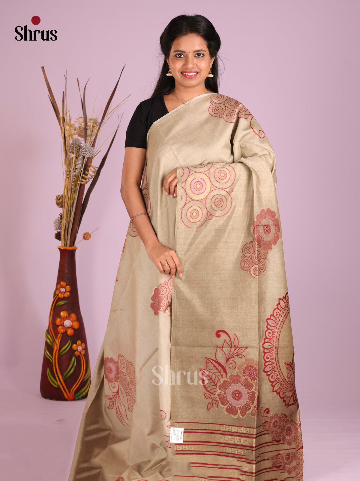 Grey - Semi Tussar Saree