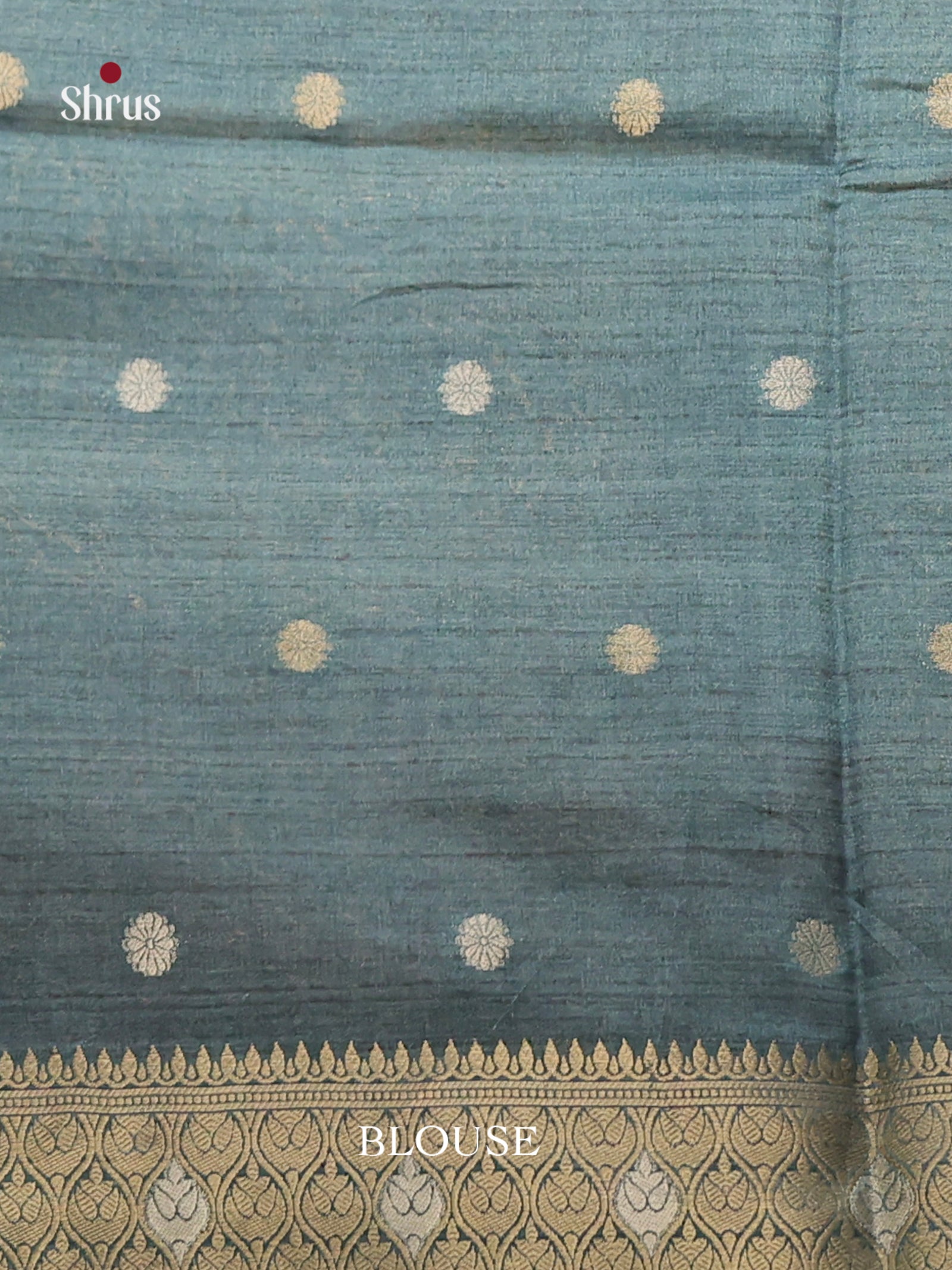 Brown & Blue - Semi Tussar Saree