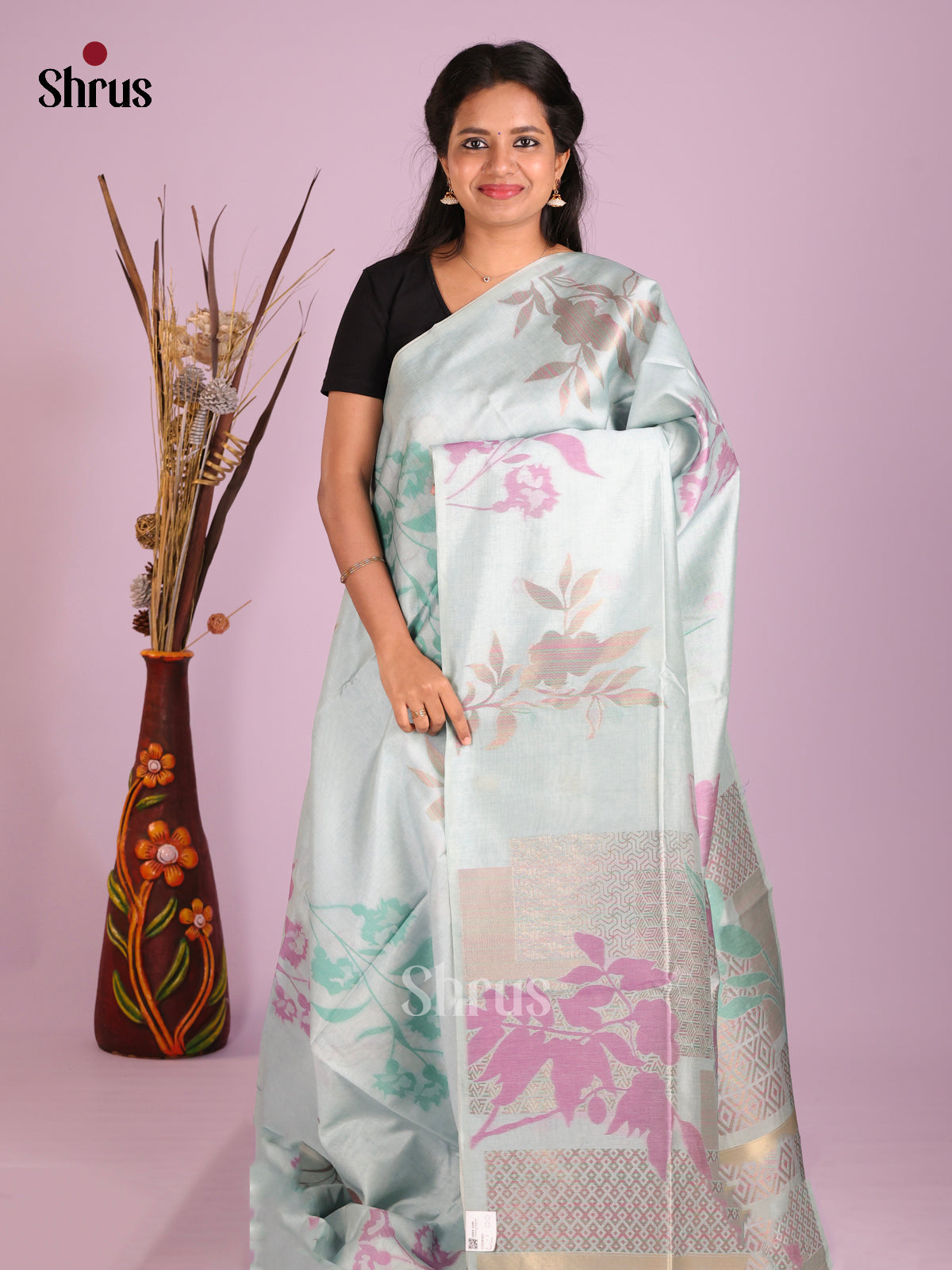 Pastel Blue - Semi Tussar Saree