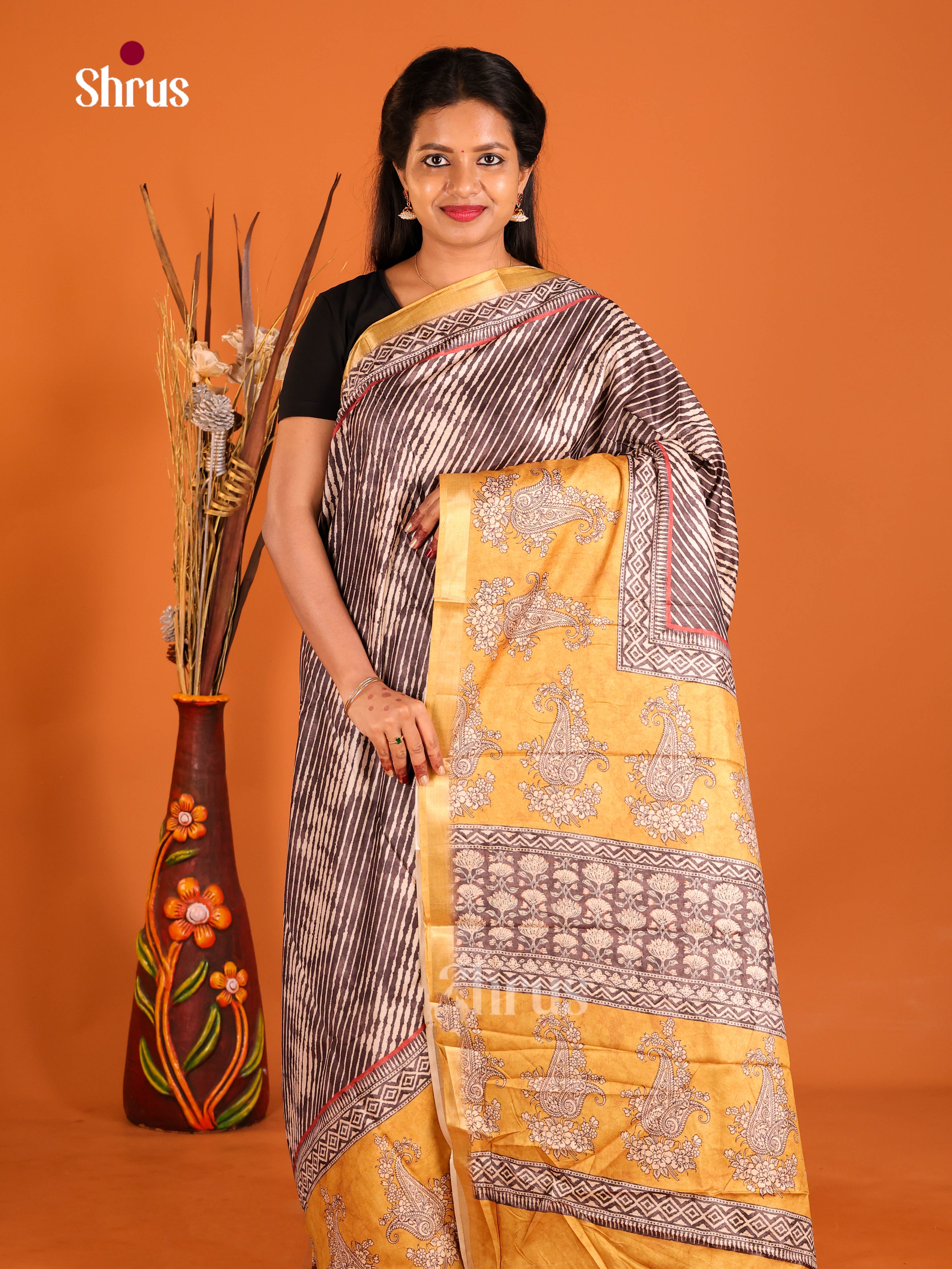 Black & Mustard - Art Modal Saree