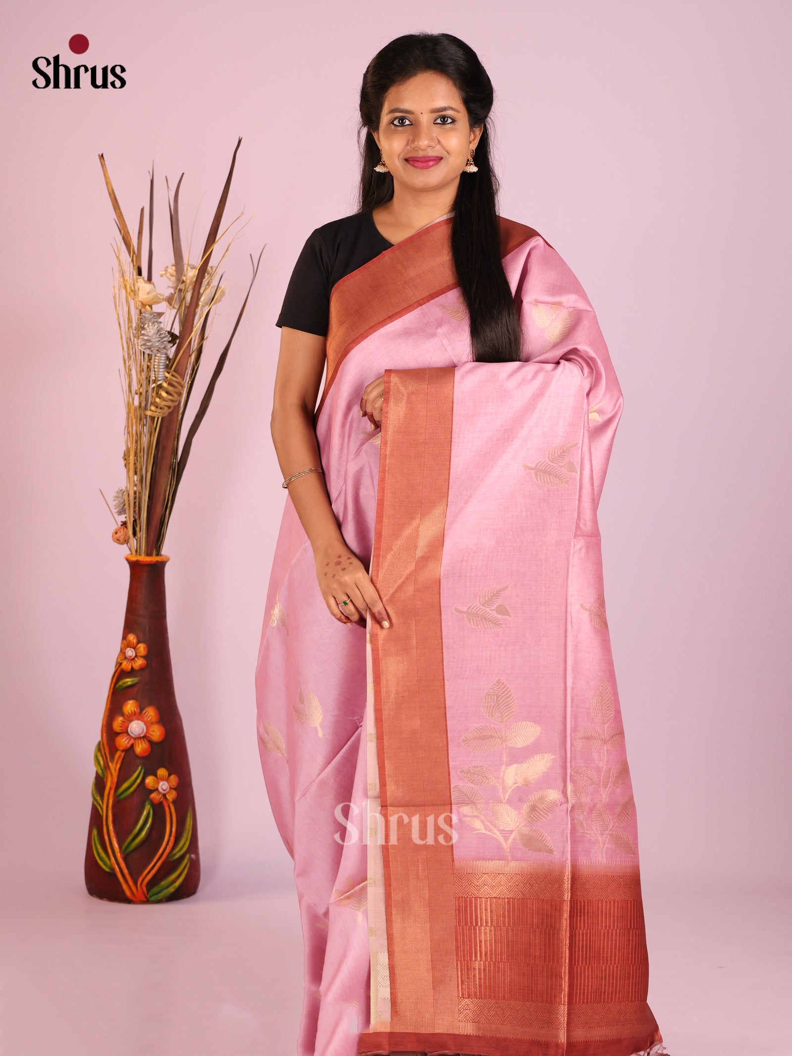 Mauve & Brick - Semi Tussar Saree