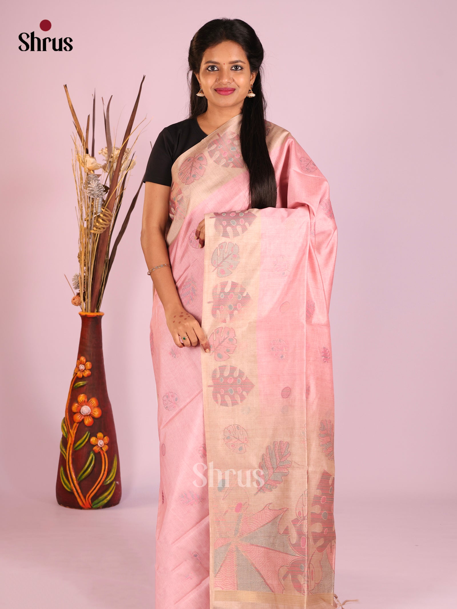 Pink & Peach - Semi Tussar Saree