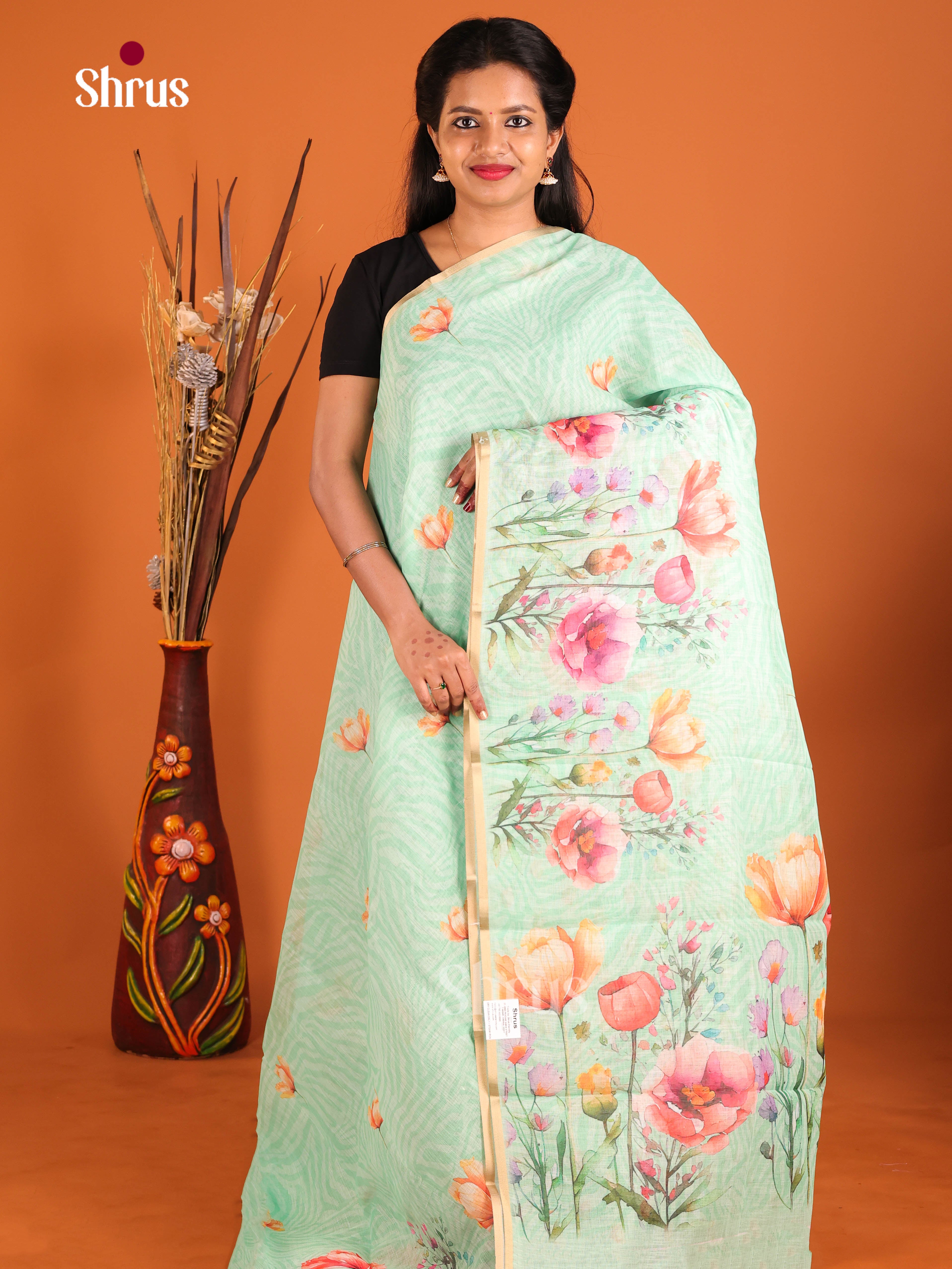Pastel Green - Linen Cotton Saree
