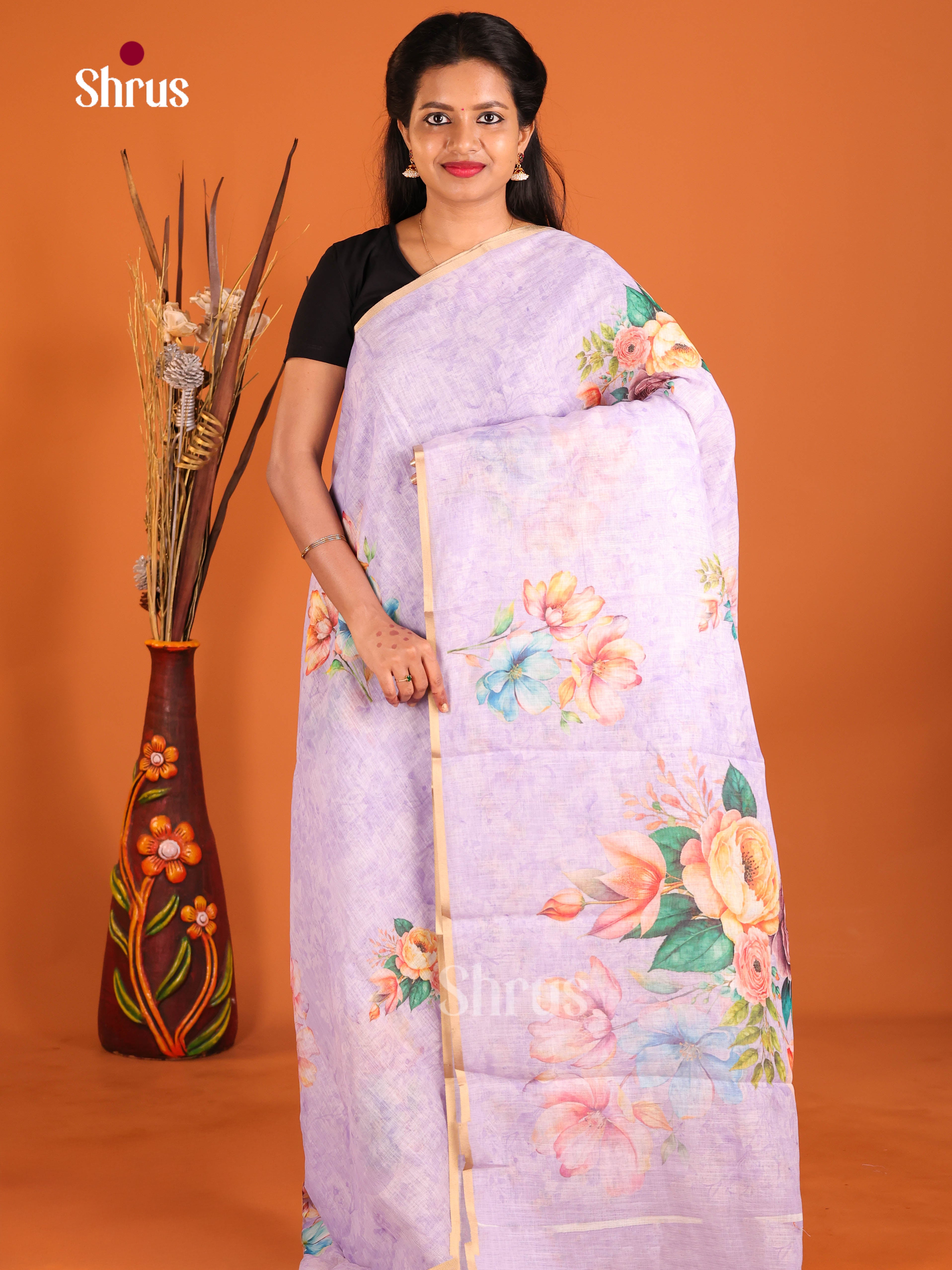 Lavender - Linen Cotton Saree