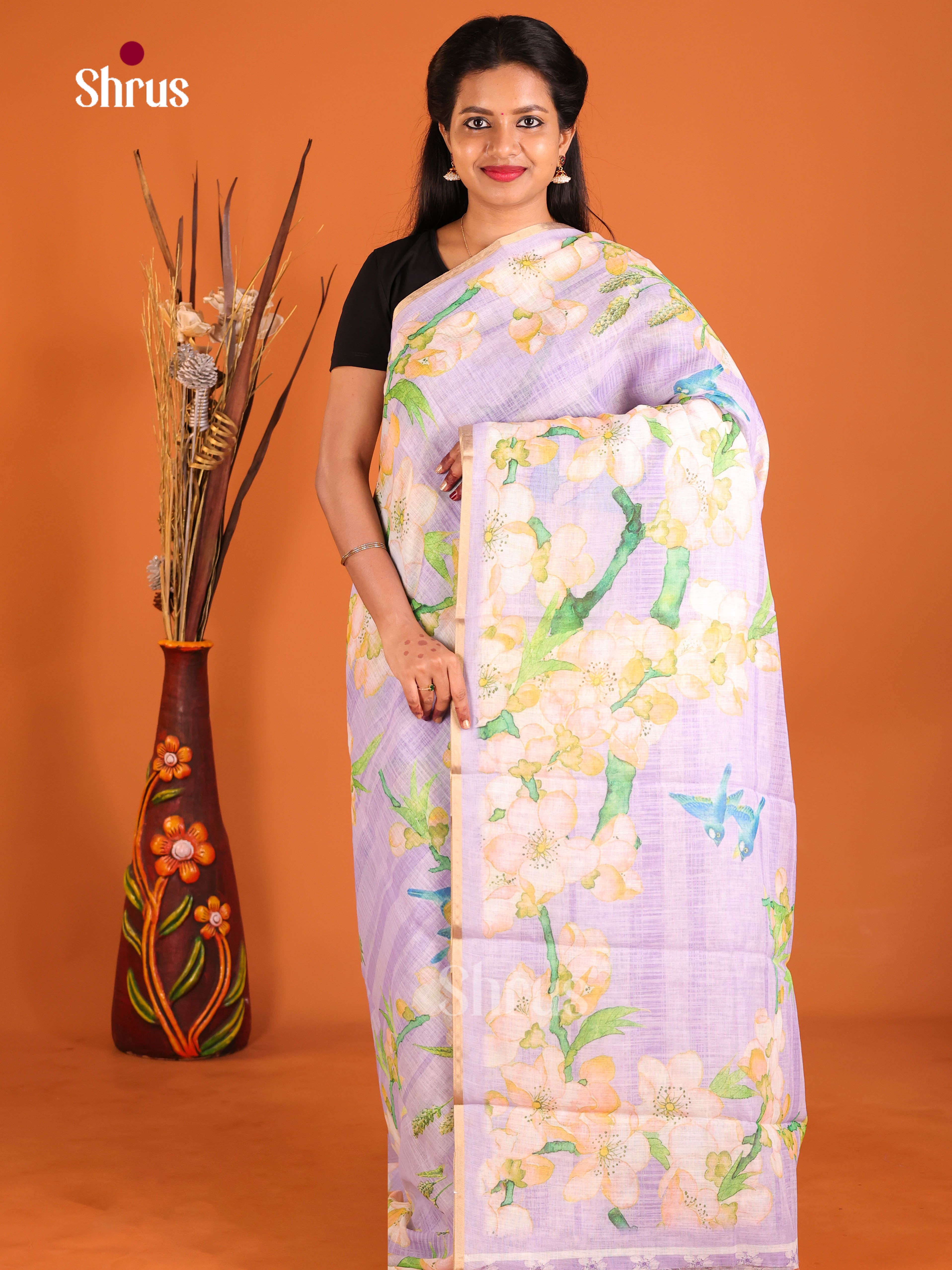 Lavender - Linen Cotton Saree