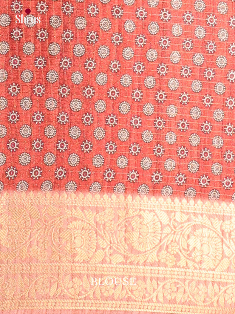 Blue & Red - Semi Dola silk Saree