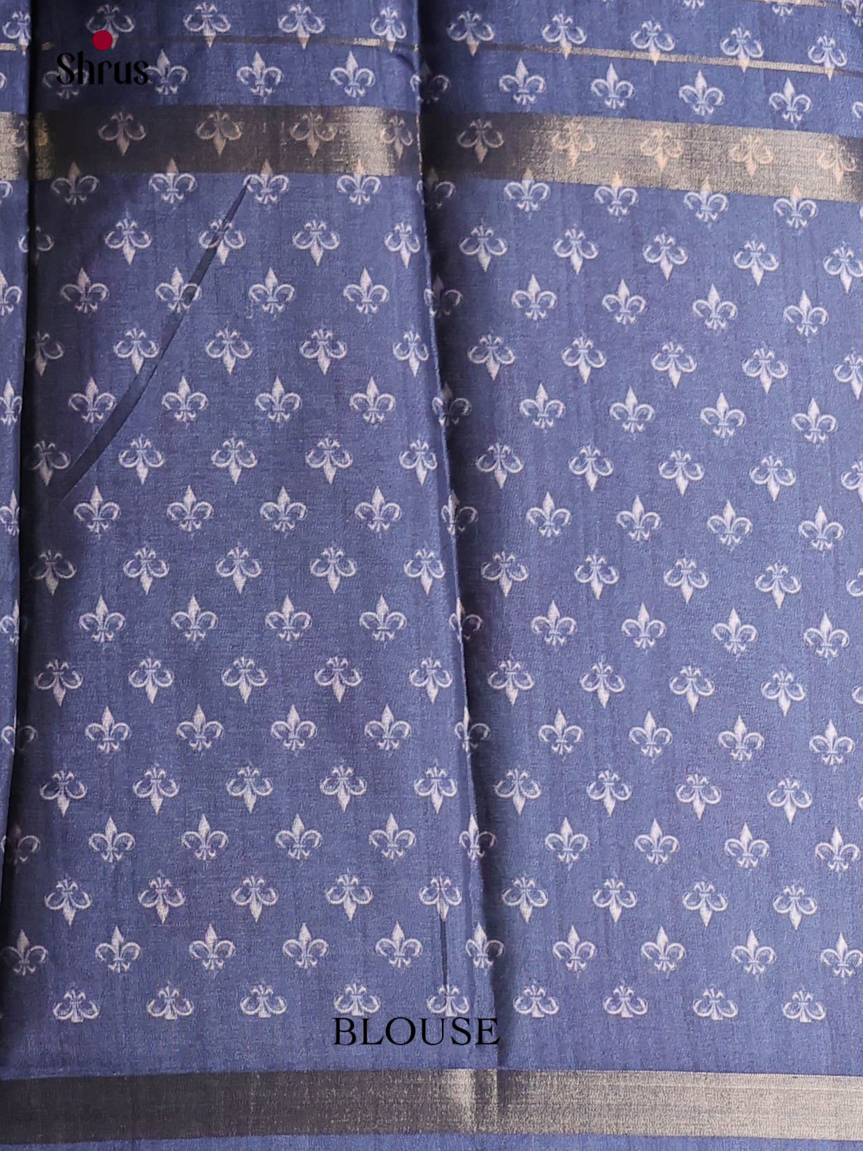 Blue & Cream - Semi matka Saree