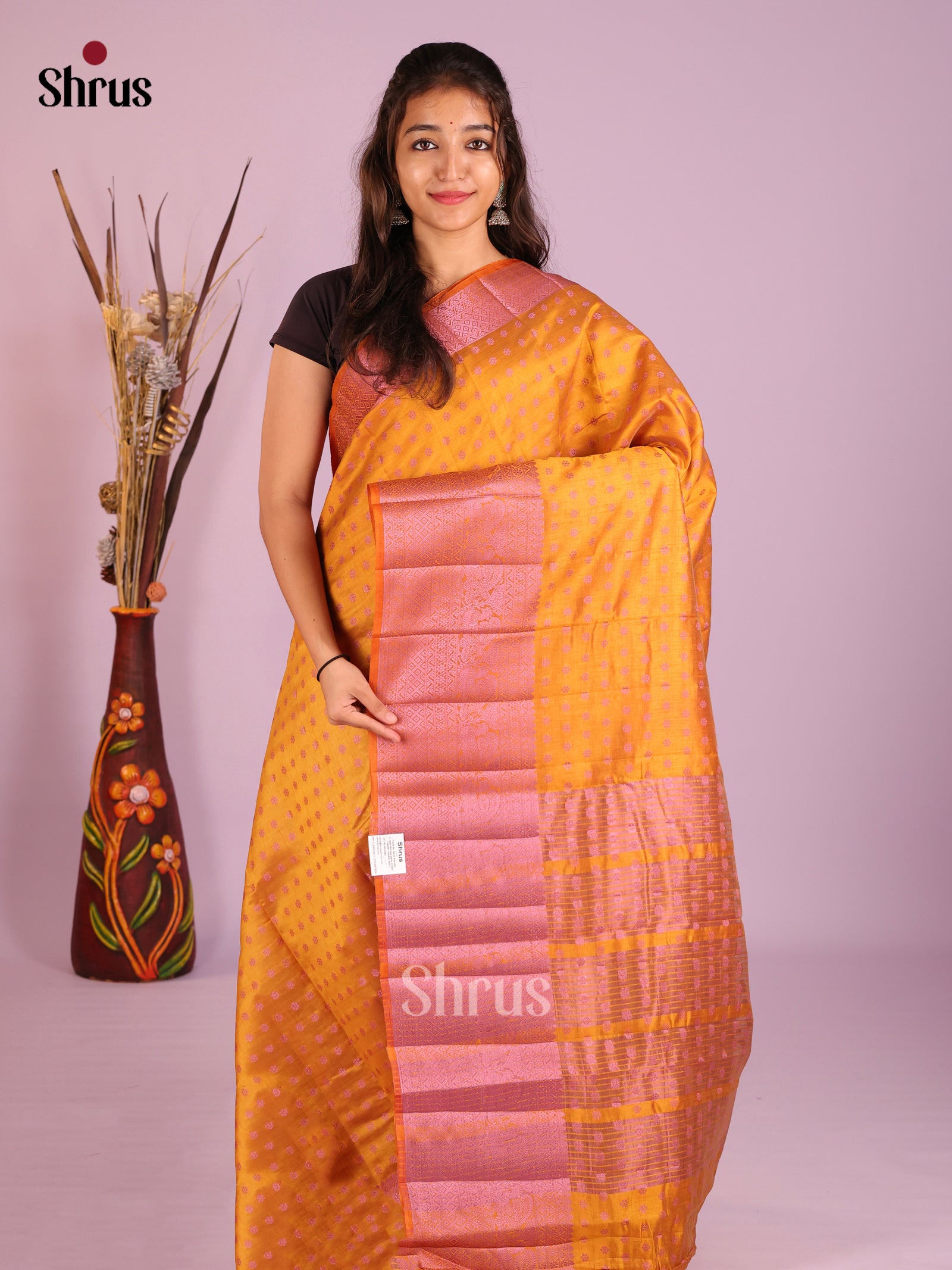 Mustard - Semi Rawsilk Saree