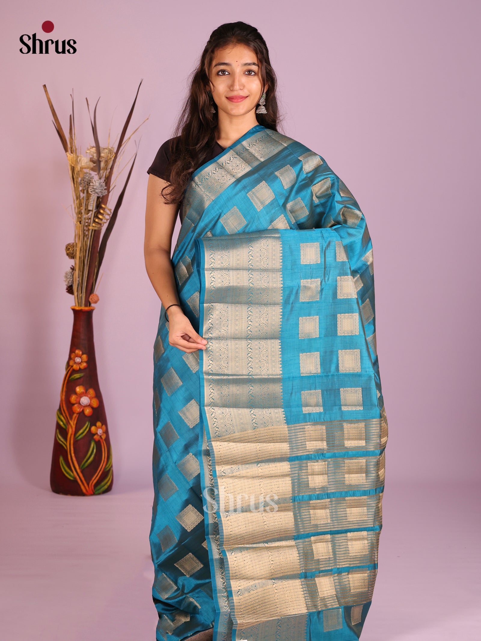 Blue - Semi Rawsilk Saree