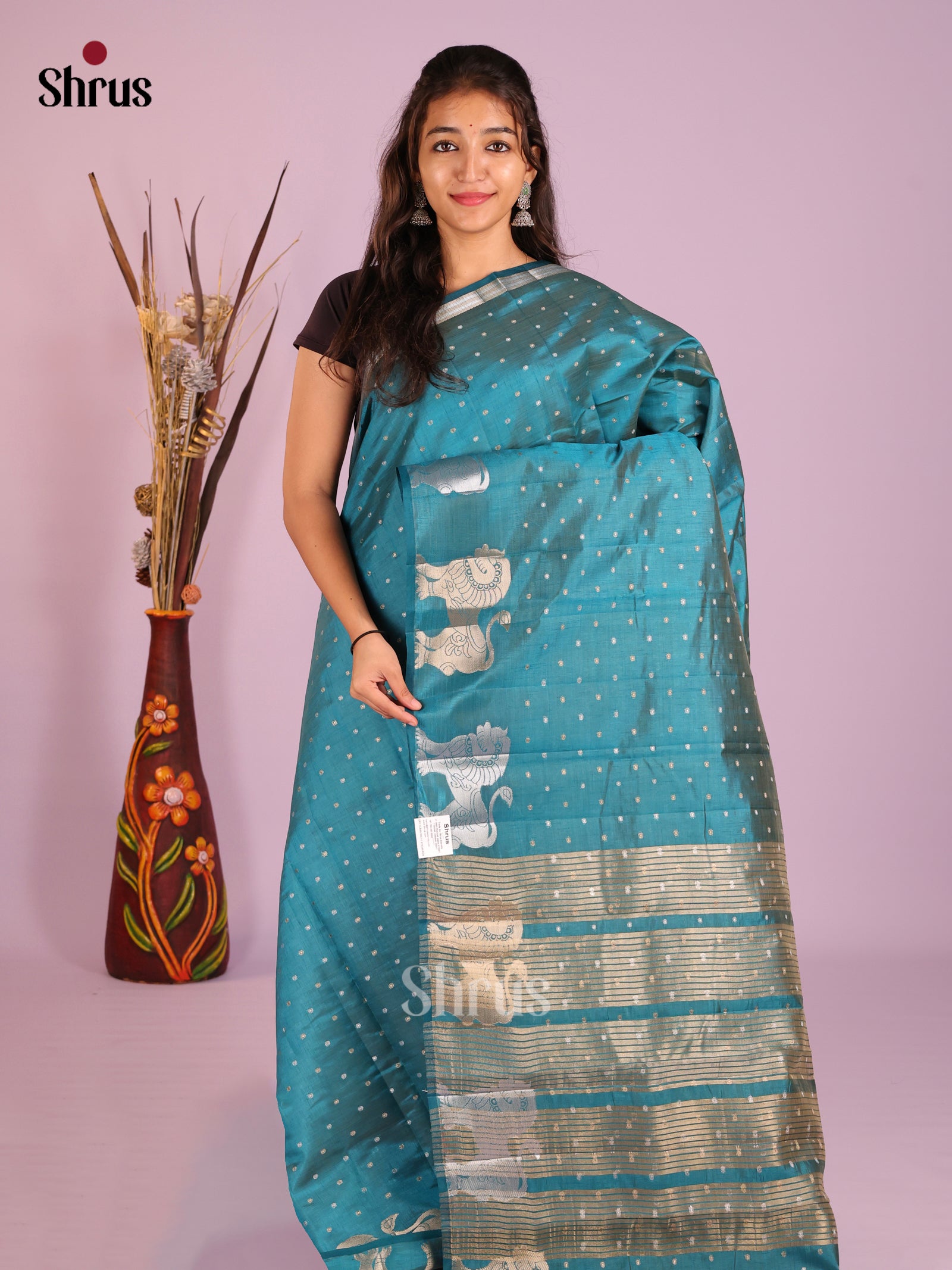 Blue - Semi Rawsilk Saree