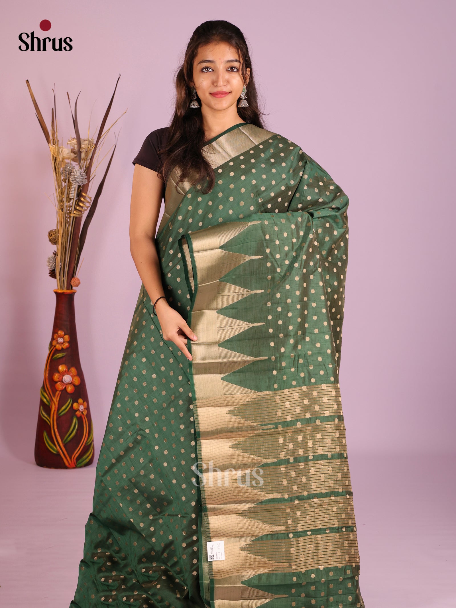 Green - Semi Rawsilk Saree
