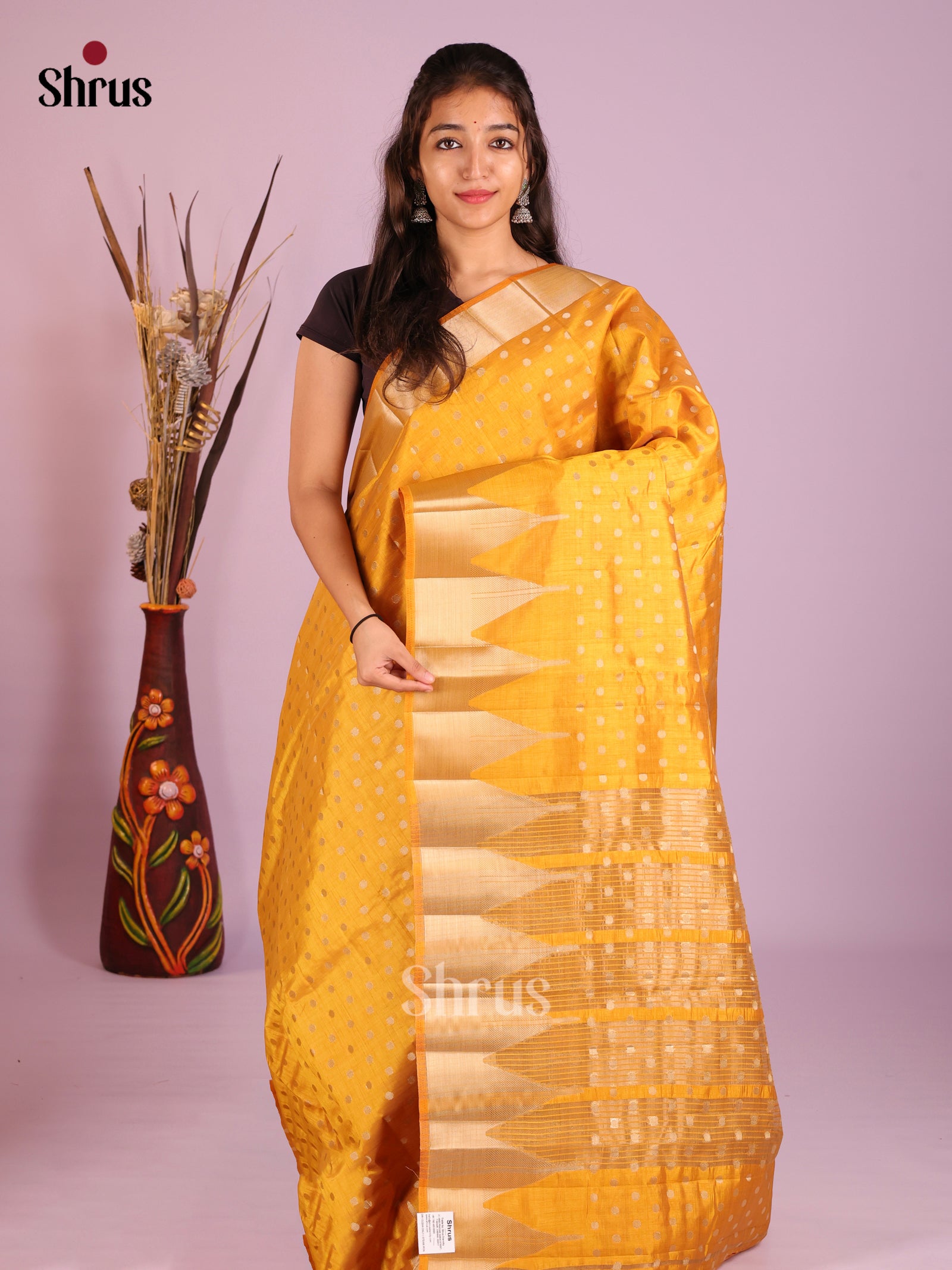 Mustard - Semi Rawsilk Saree