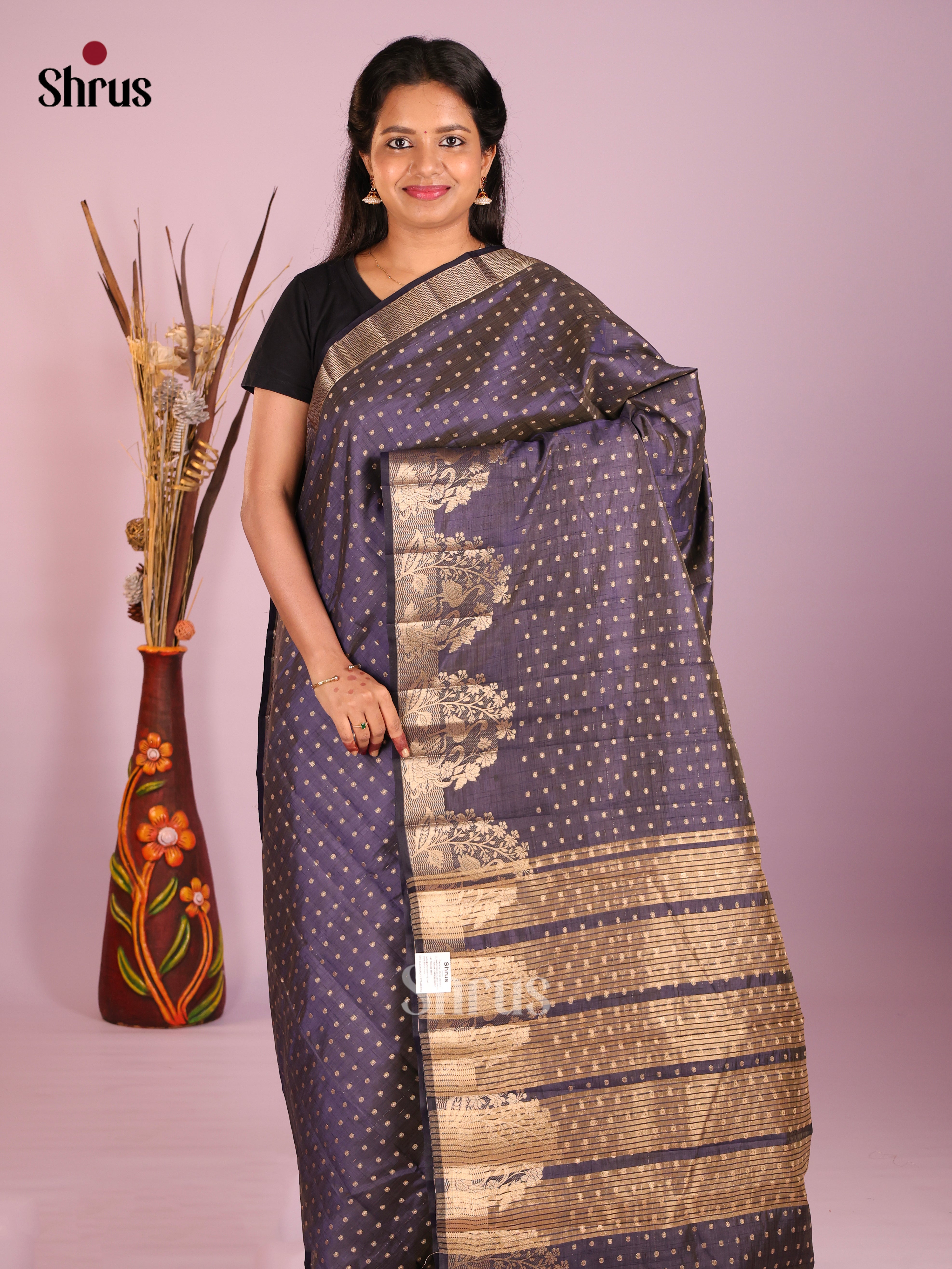 Blue - Semi Rawsilk Saree