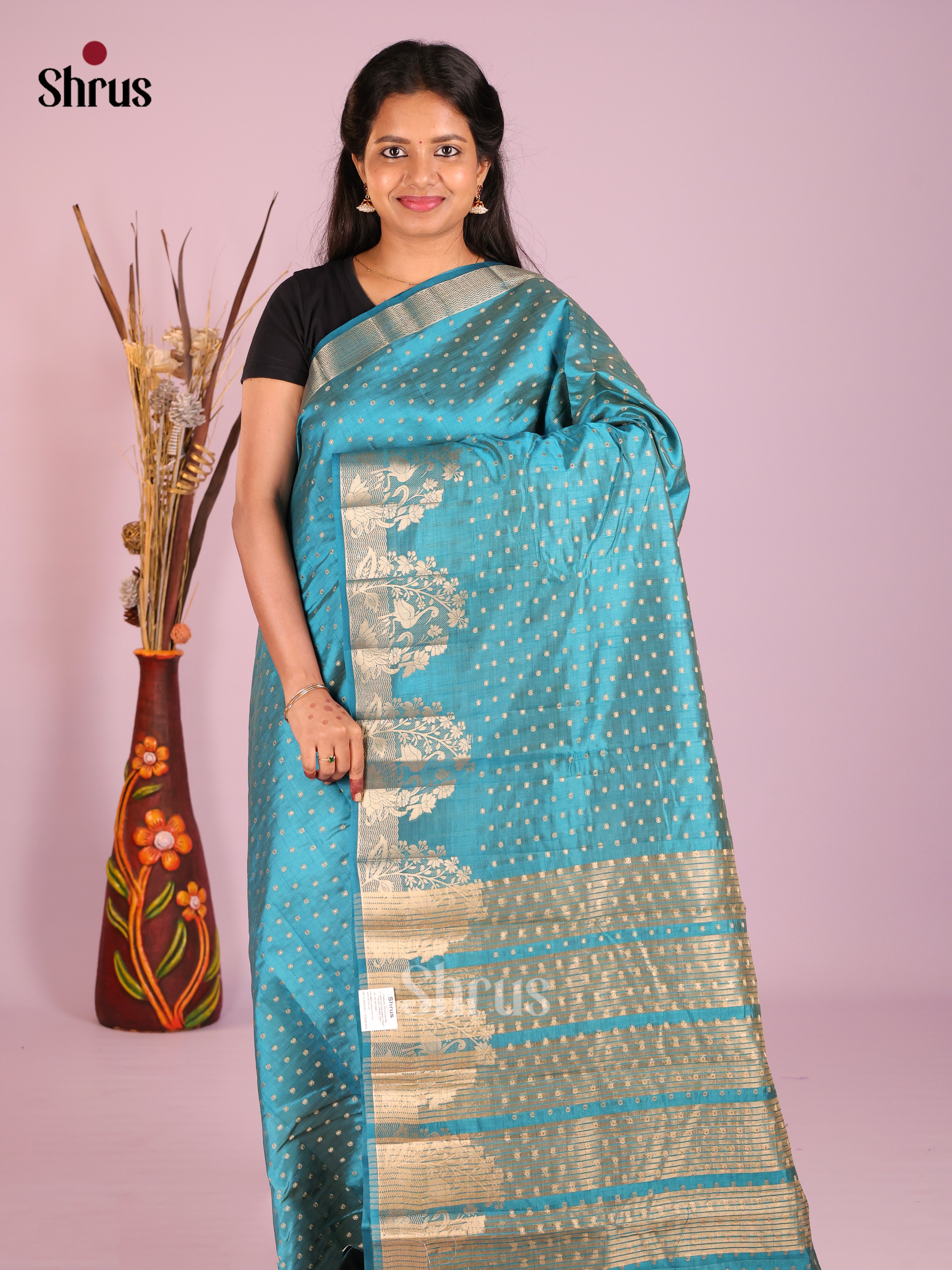 blue - Semi Rawsilk Saree
