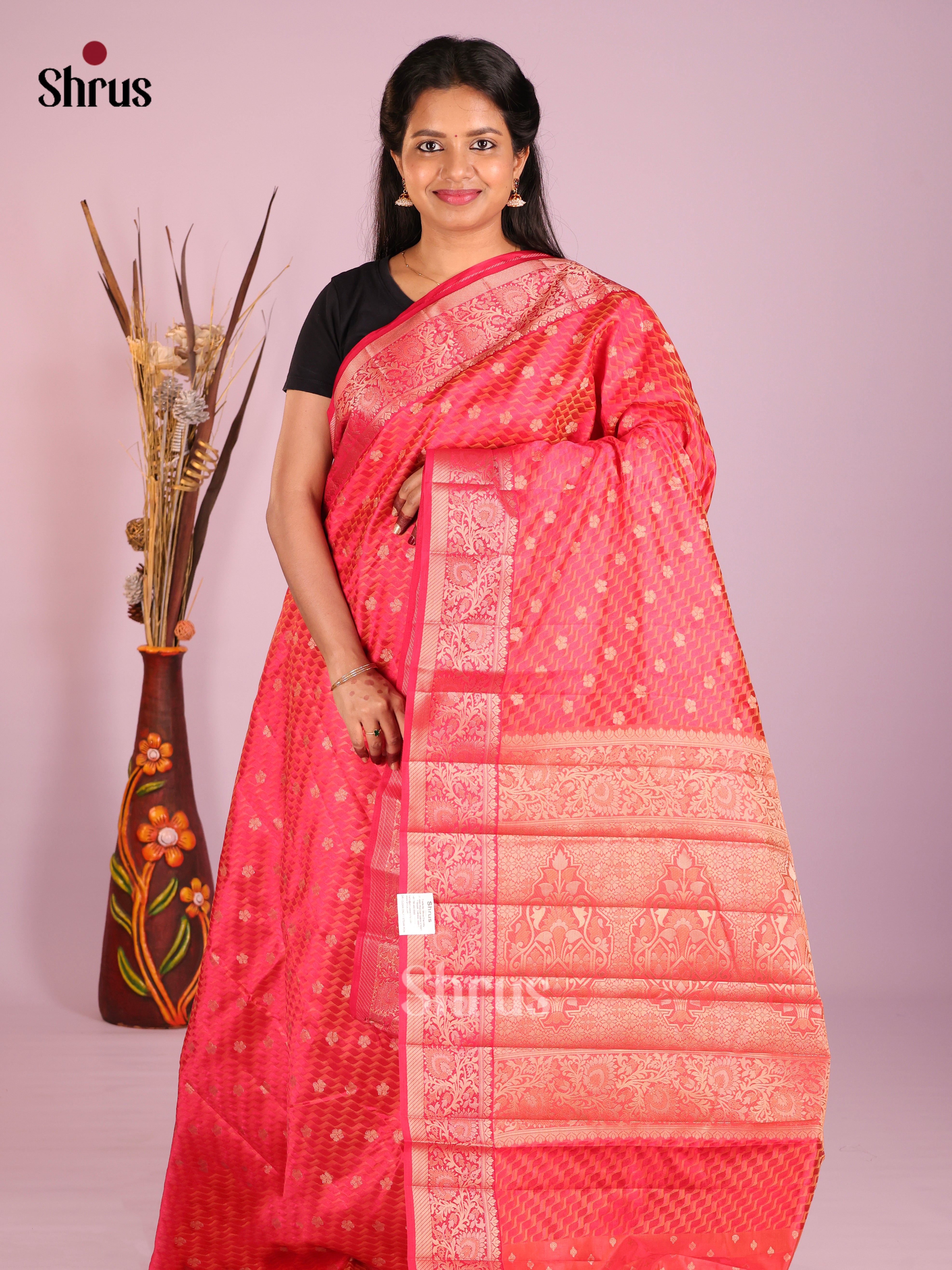 Red- Semi Rawsilk Saree