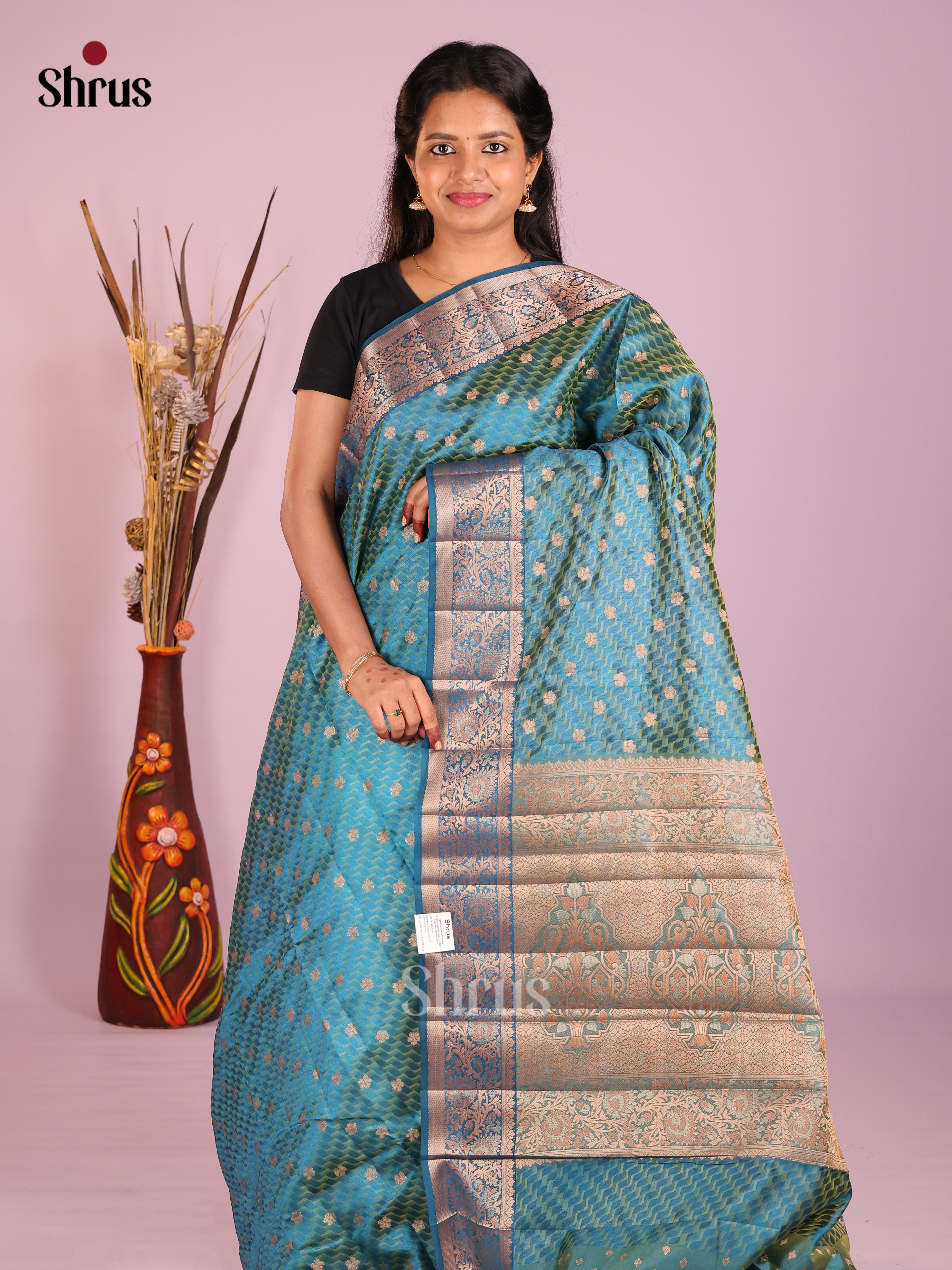 Blue - Semi Rawsilk Saree