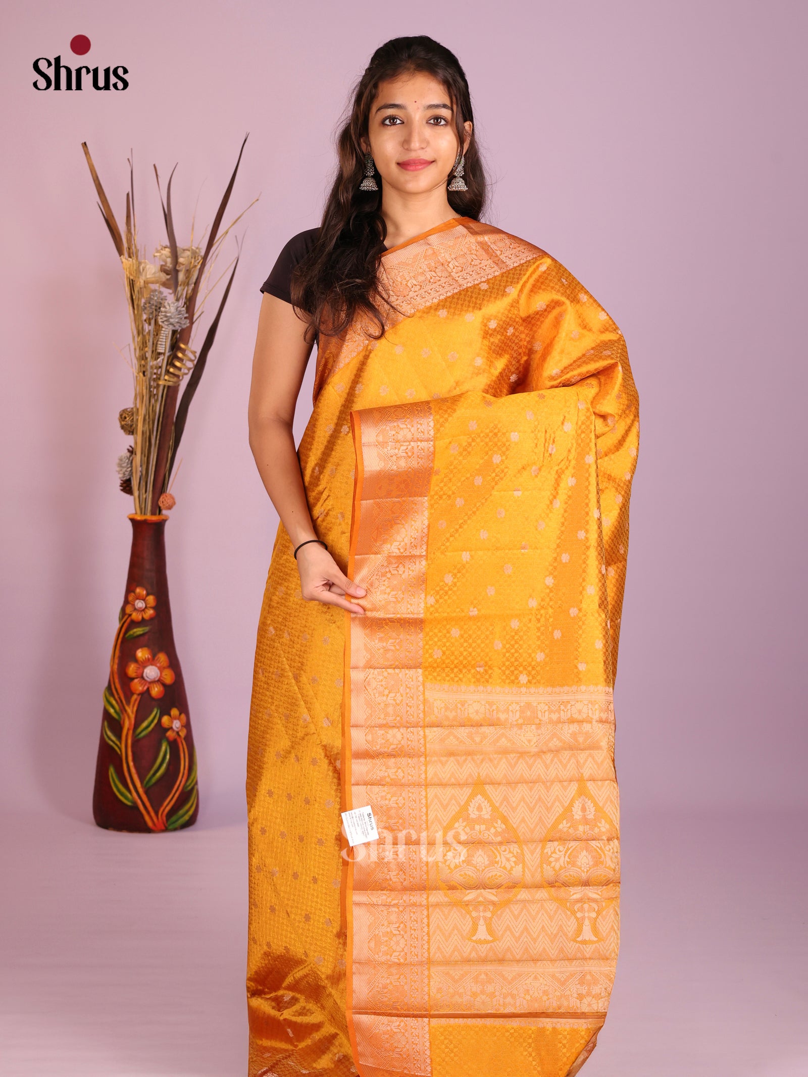 Mustard - Semi Rawsilk Saree