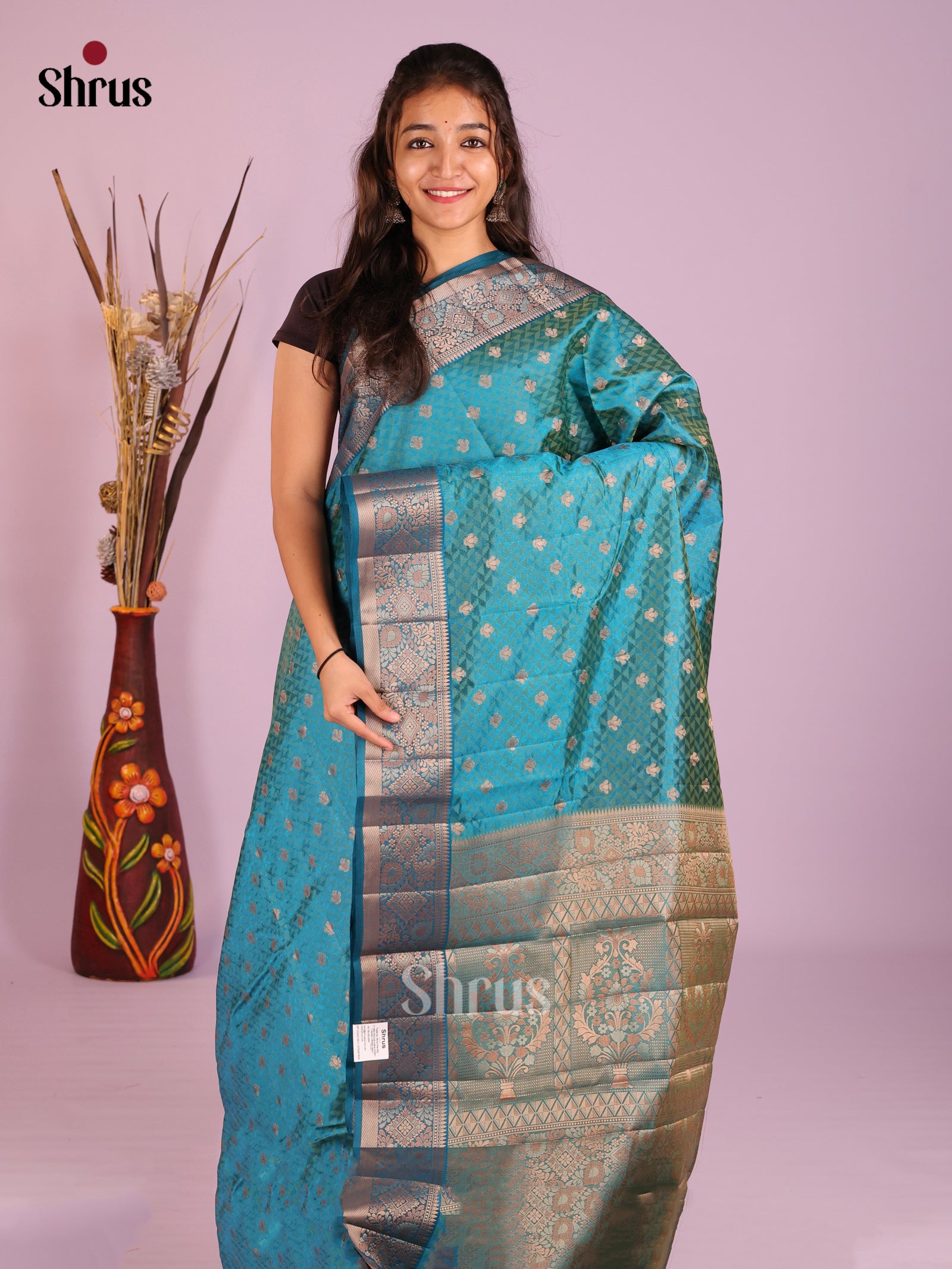 Blue - Semi Rawsilk Saree