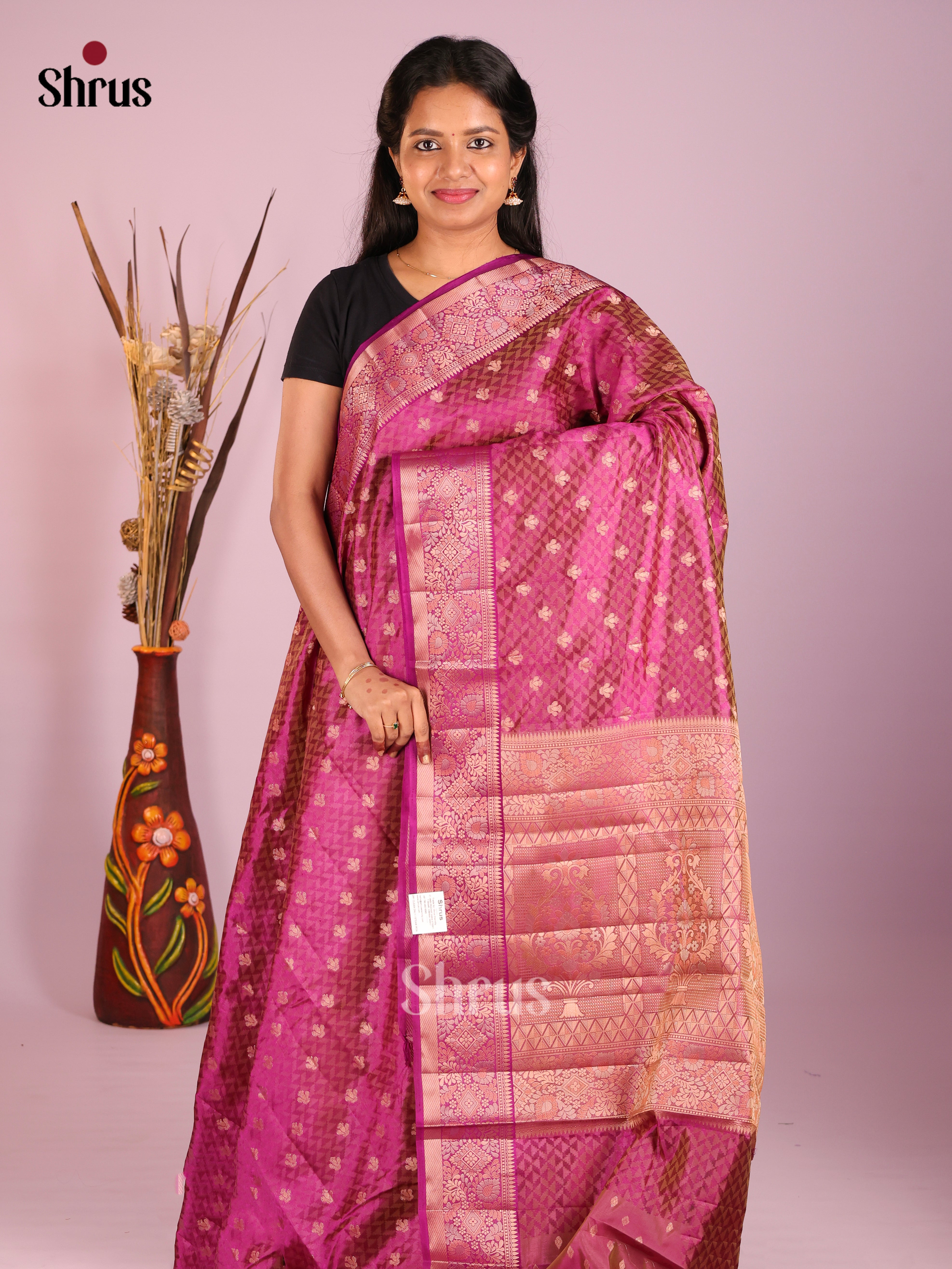 Purple - Semi Rawsilk Saree