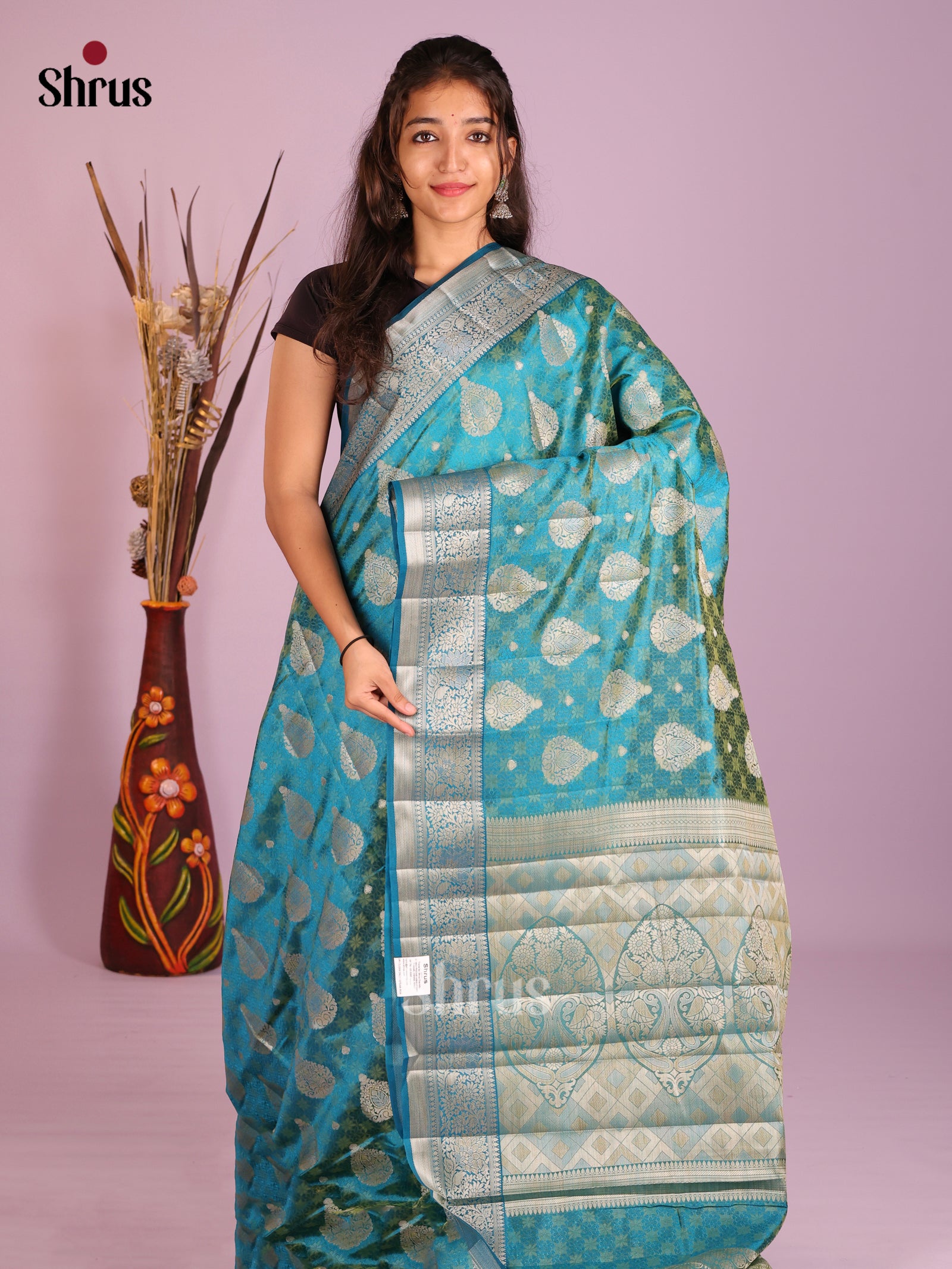 Blue - Semi Rawsilk Saree