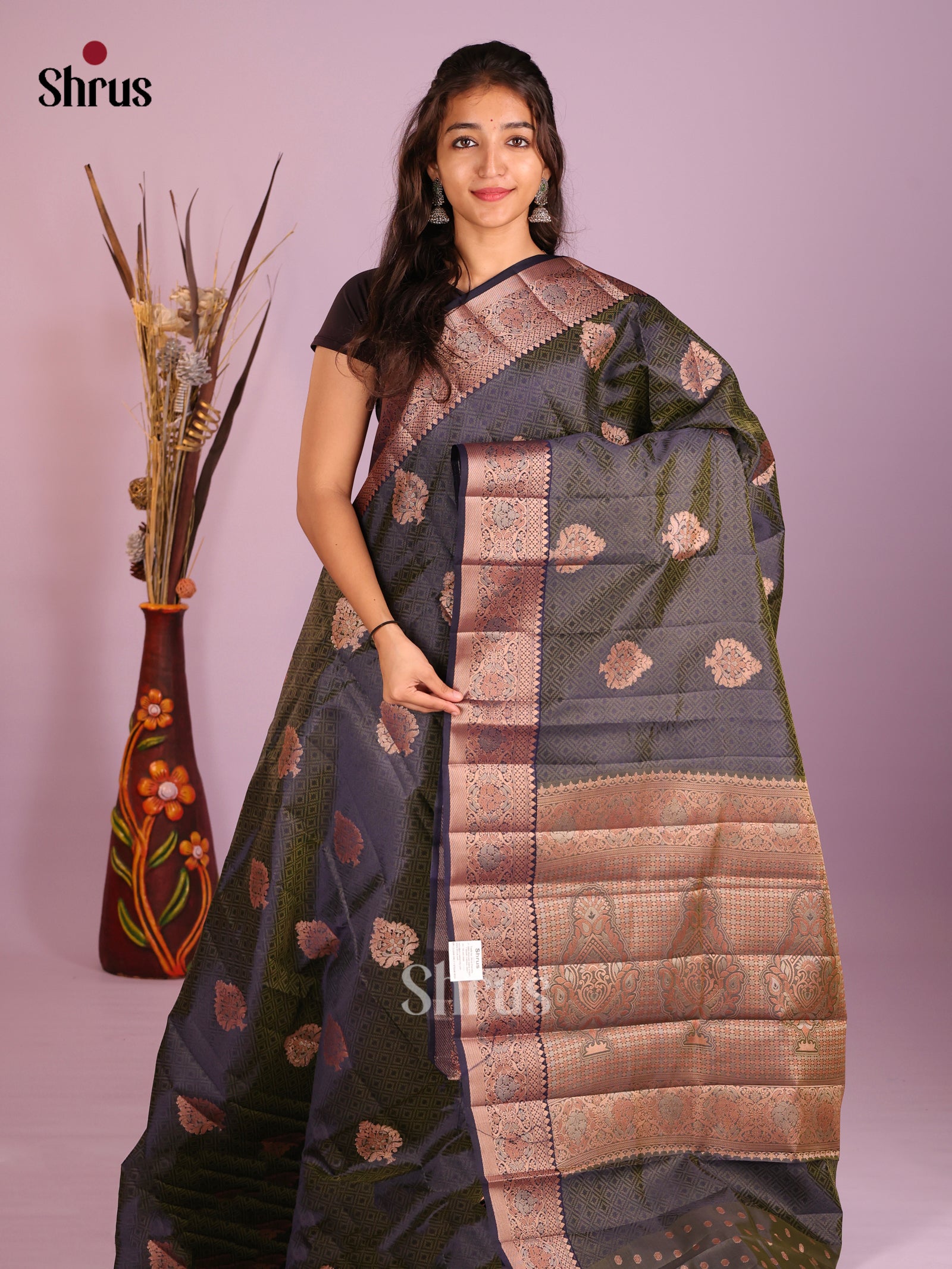 Black & Blue- Semi Rawsilk Saree