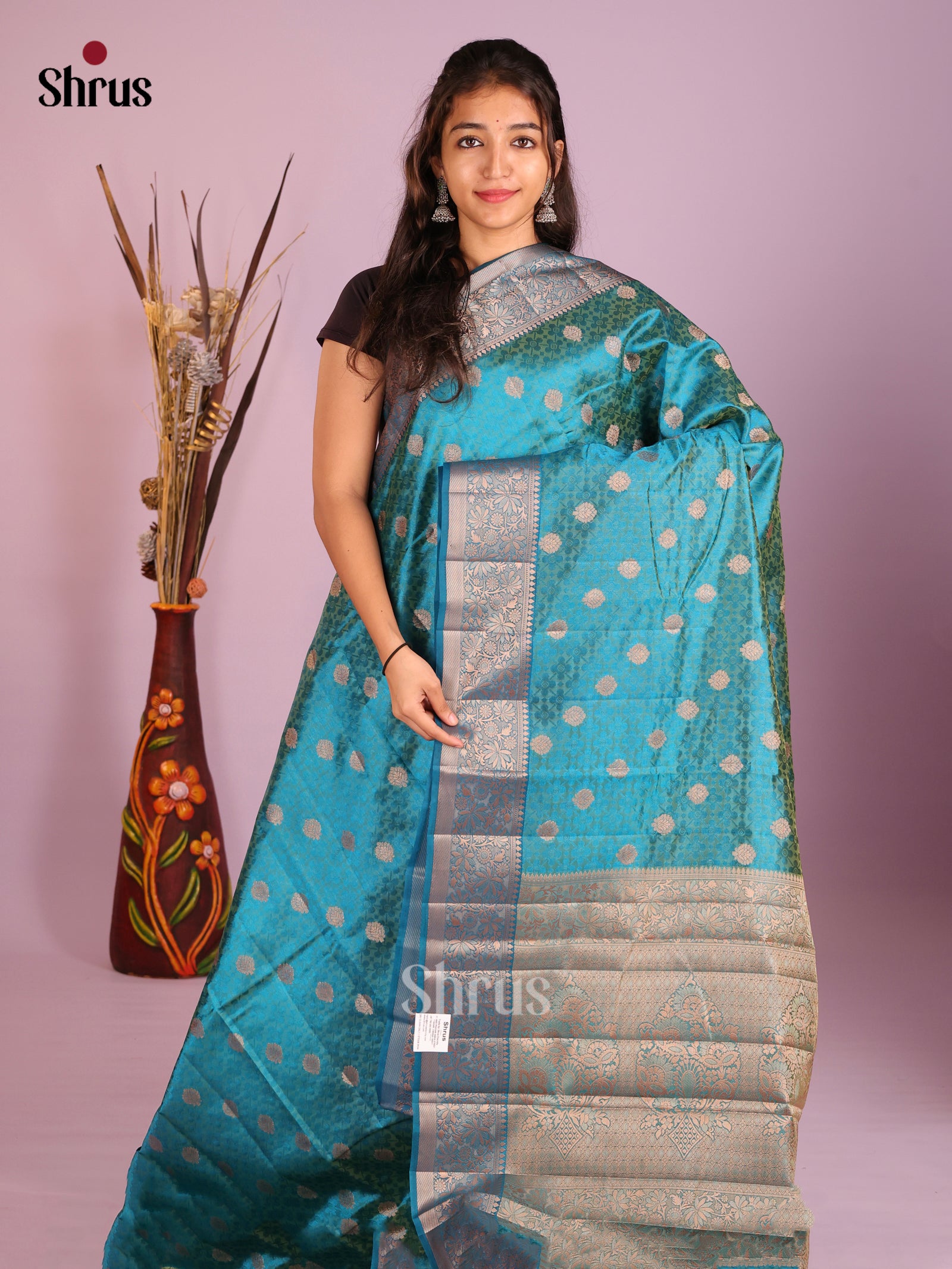 Blue- Semi Rawsilk Saree