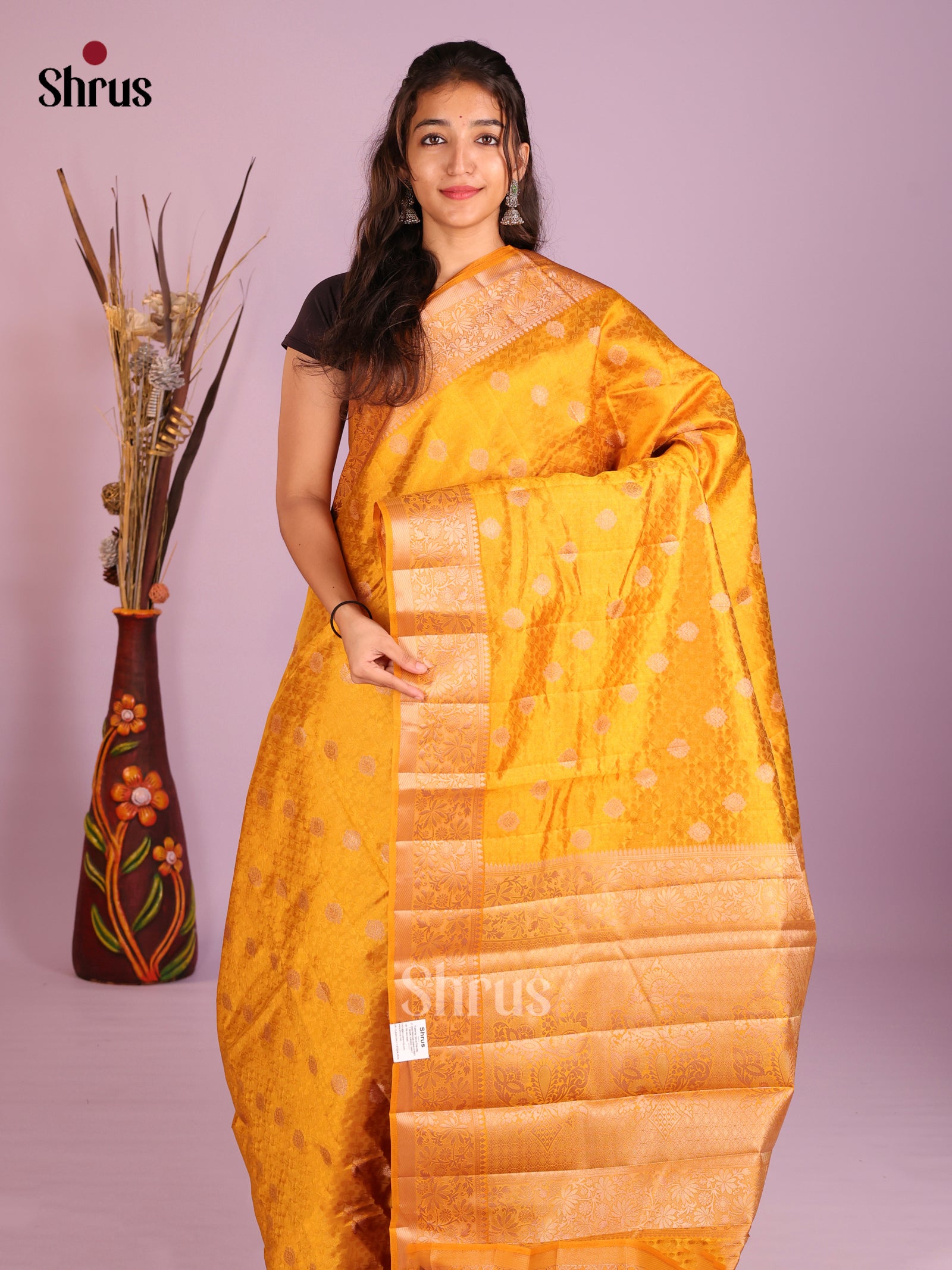 Mustard - Semi Rawsilk Saree