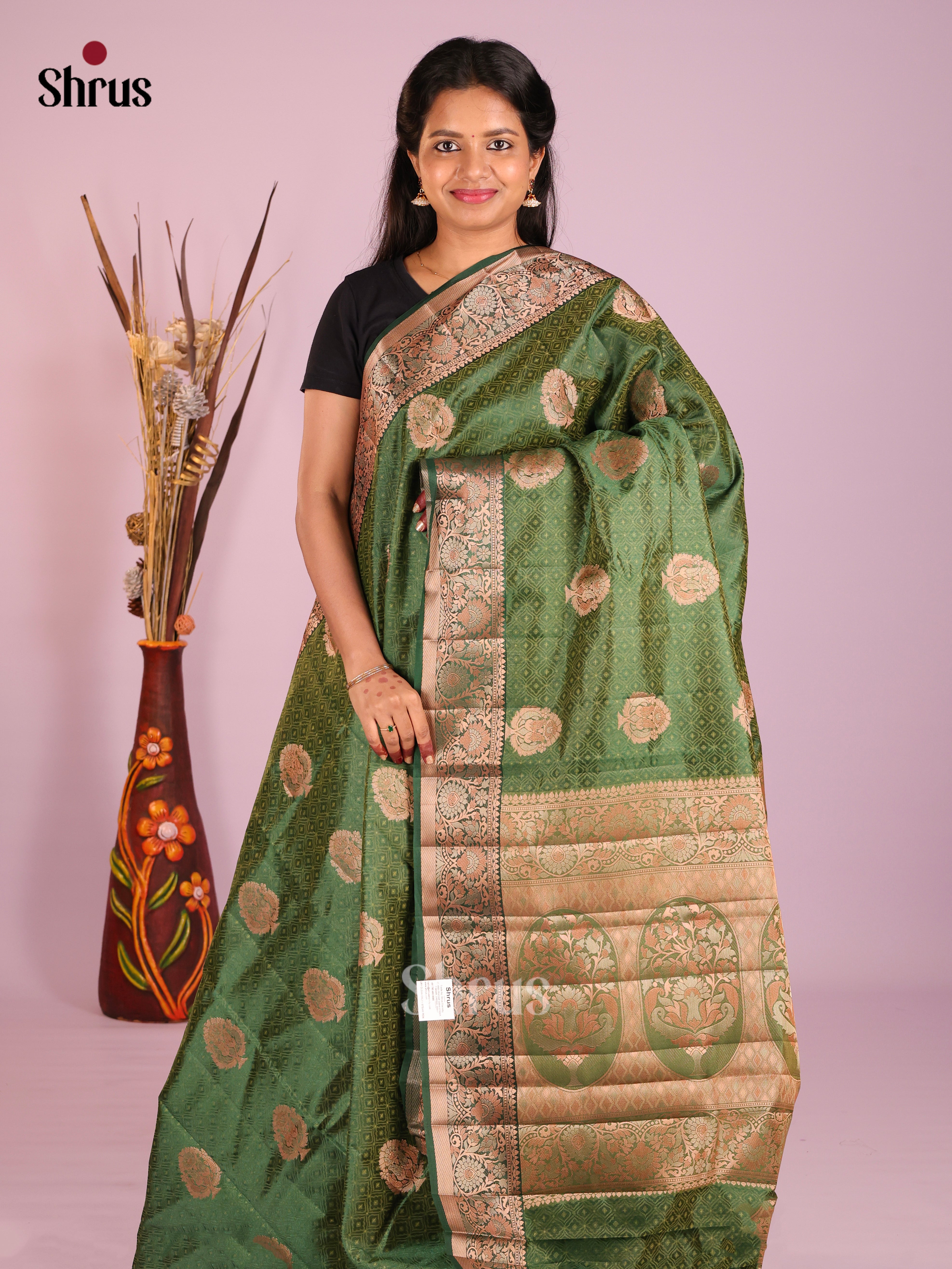 Green - Semi Rawsilk Saree