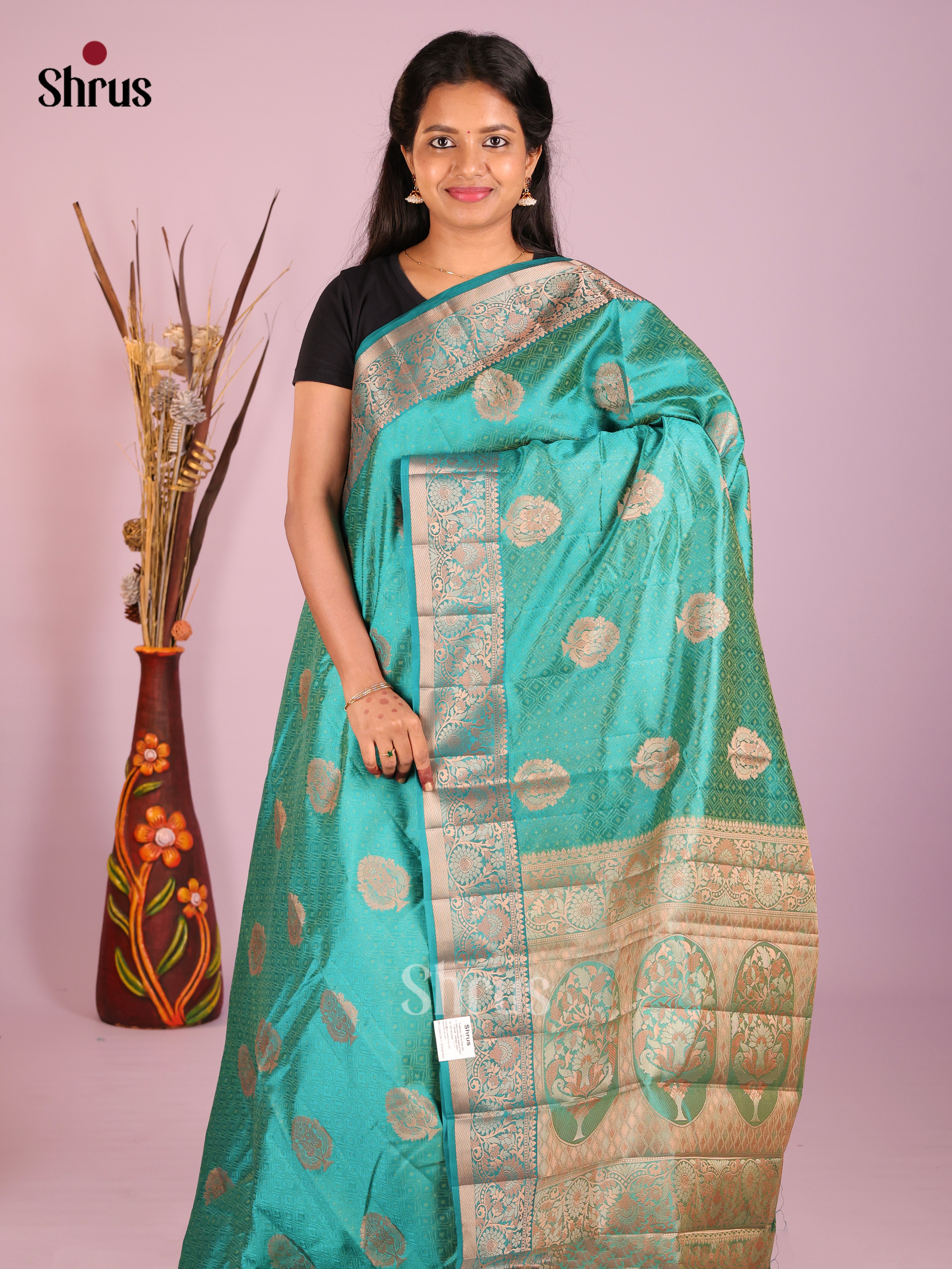 Green- Semi Rawsilk Saree