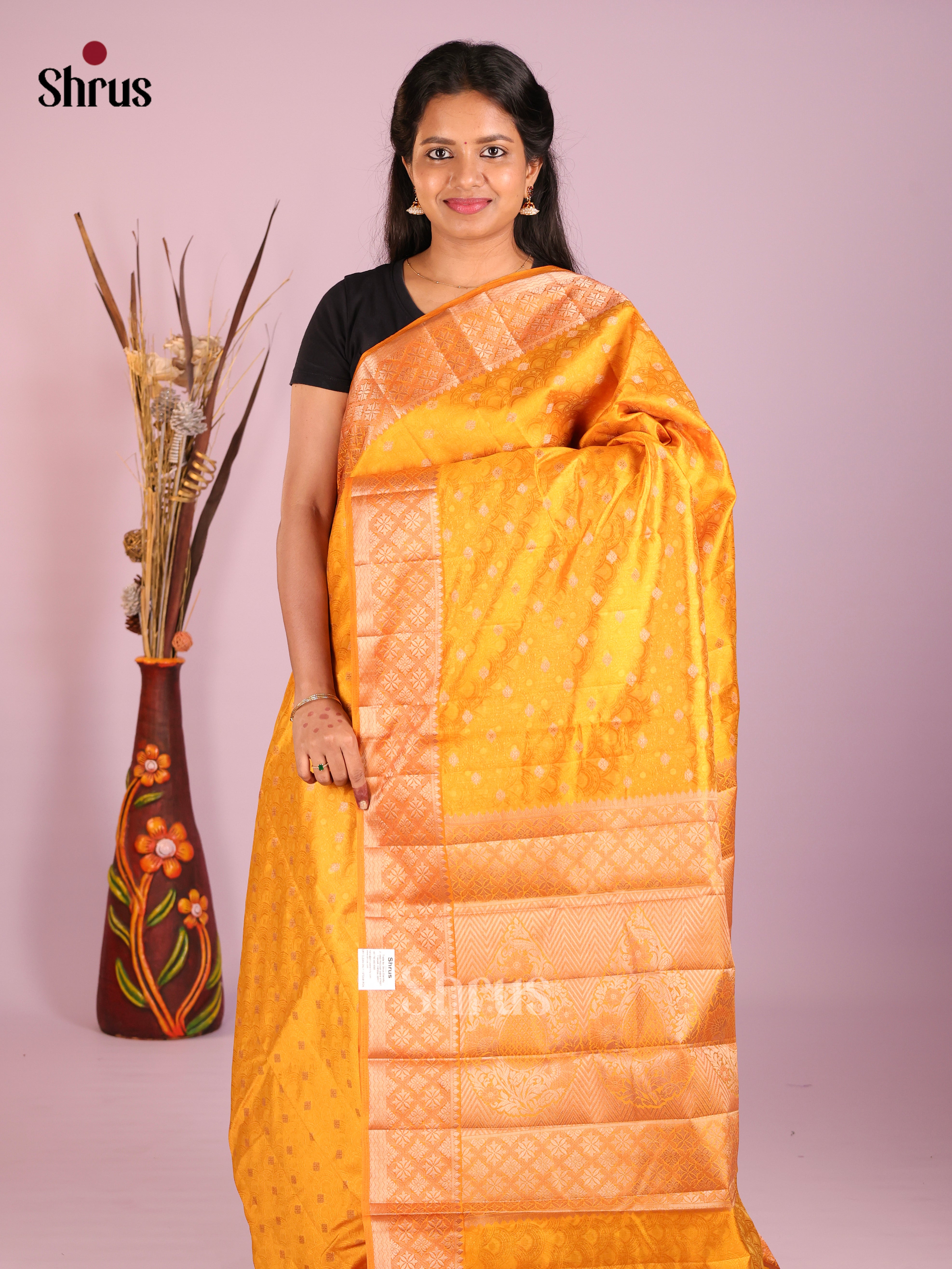 Mustard - Semi Rawsilk Saree