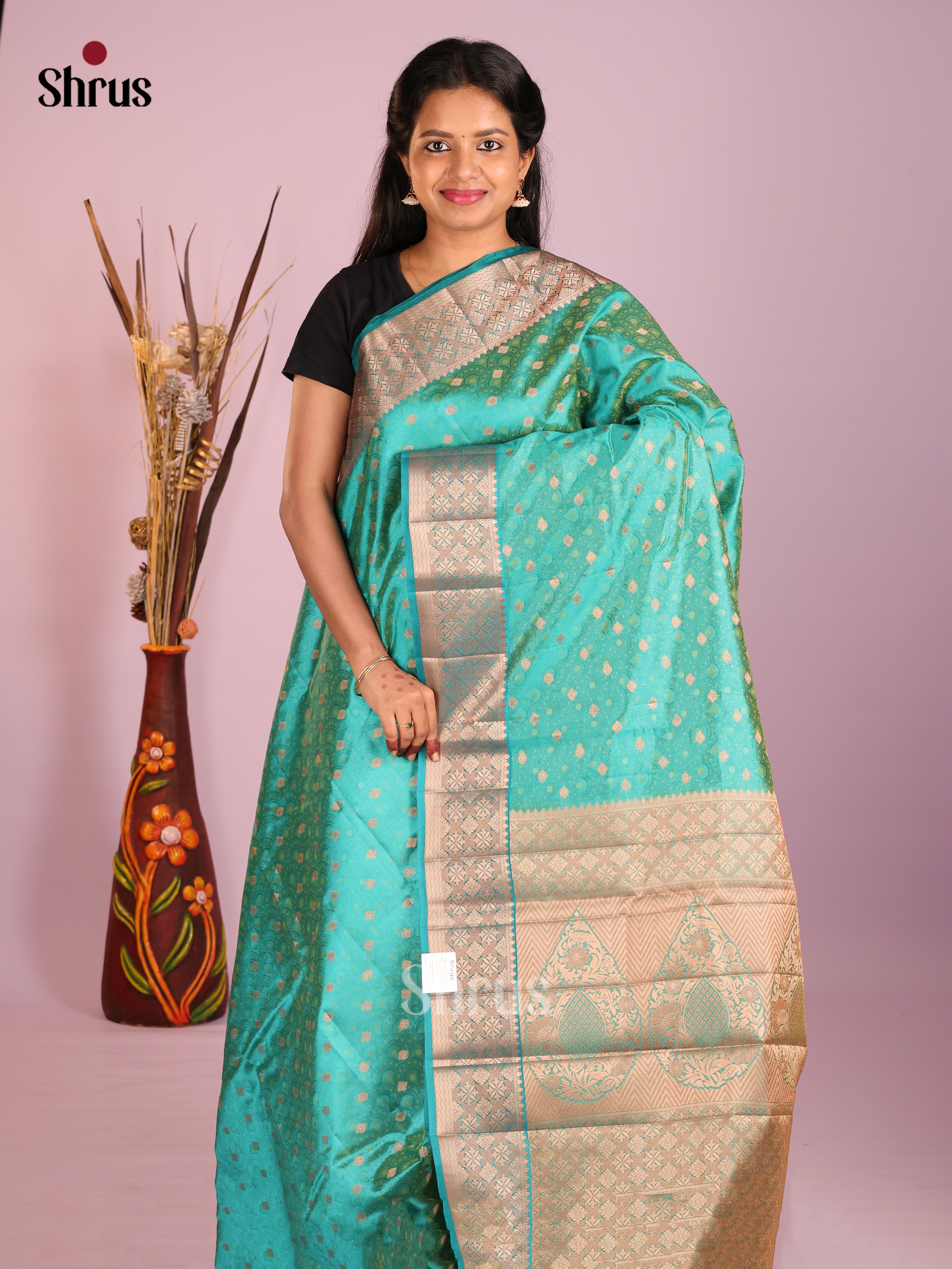 Green - Semi Rawsilk Saree