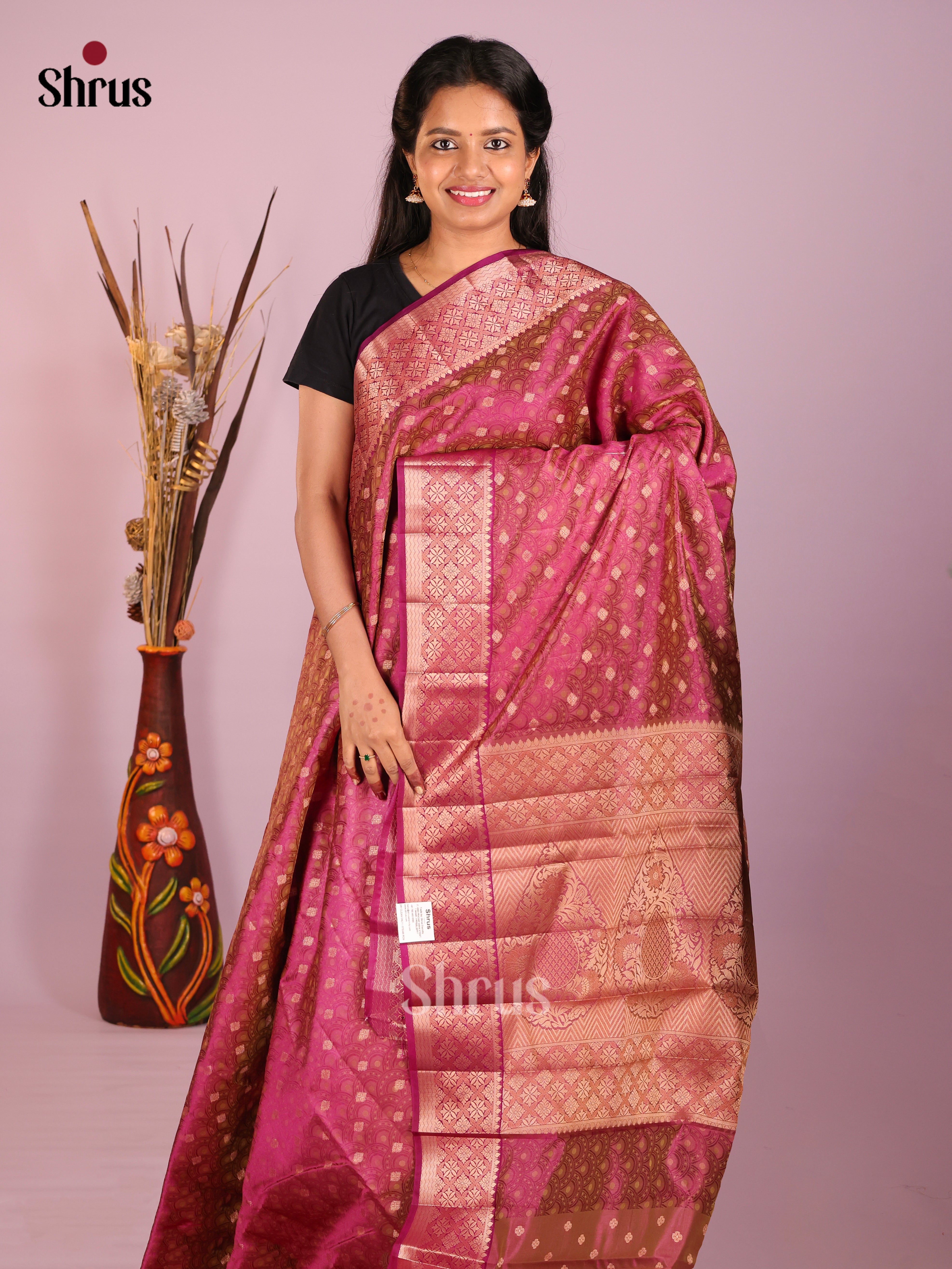 Maroon- Semi Rawsilk Saree