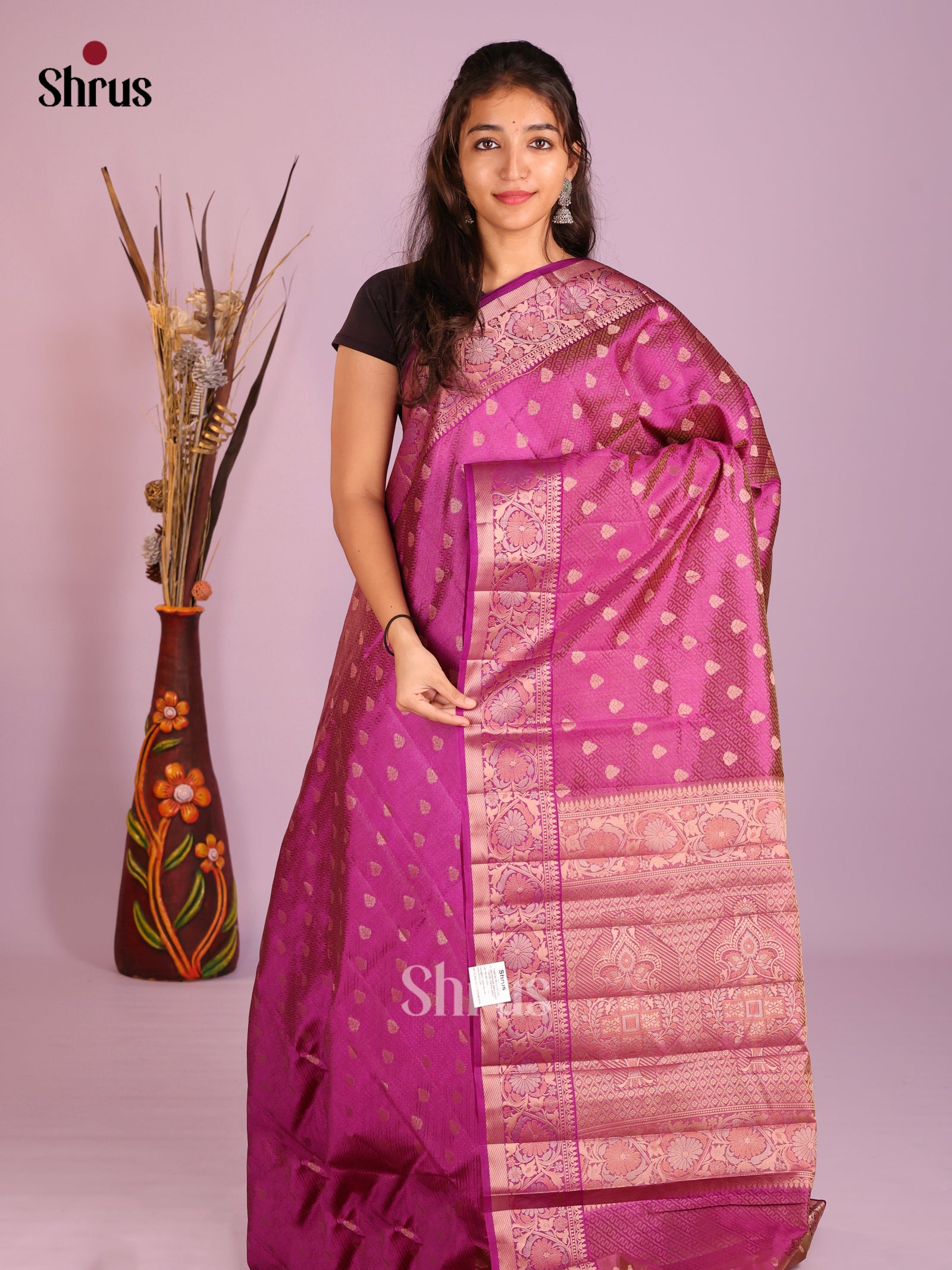 Majenta - Semi Rawsilk Saree