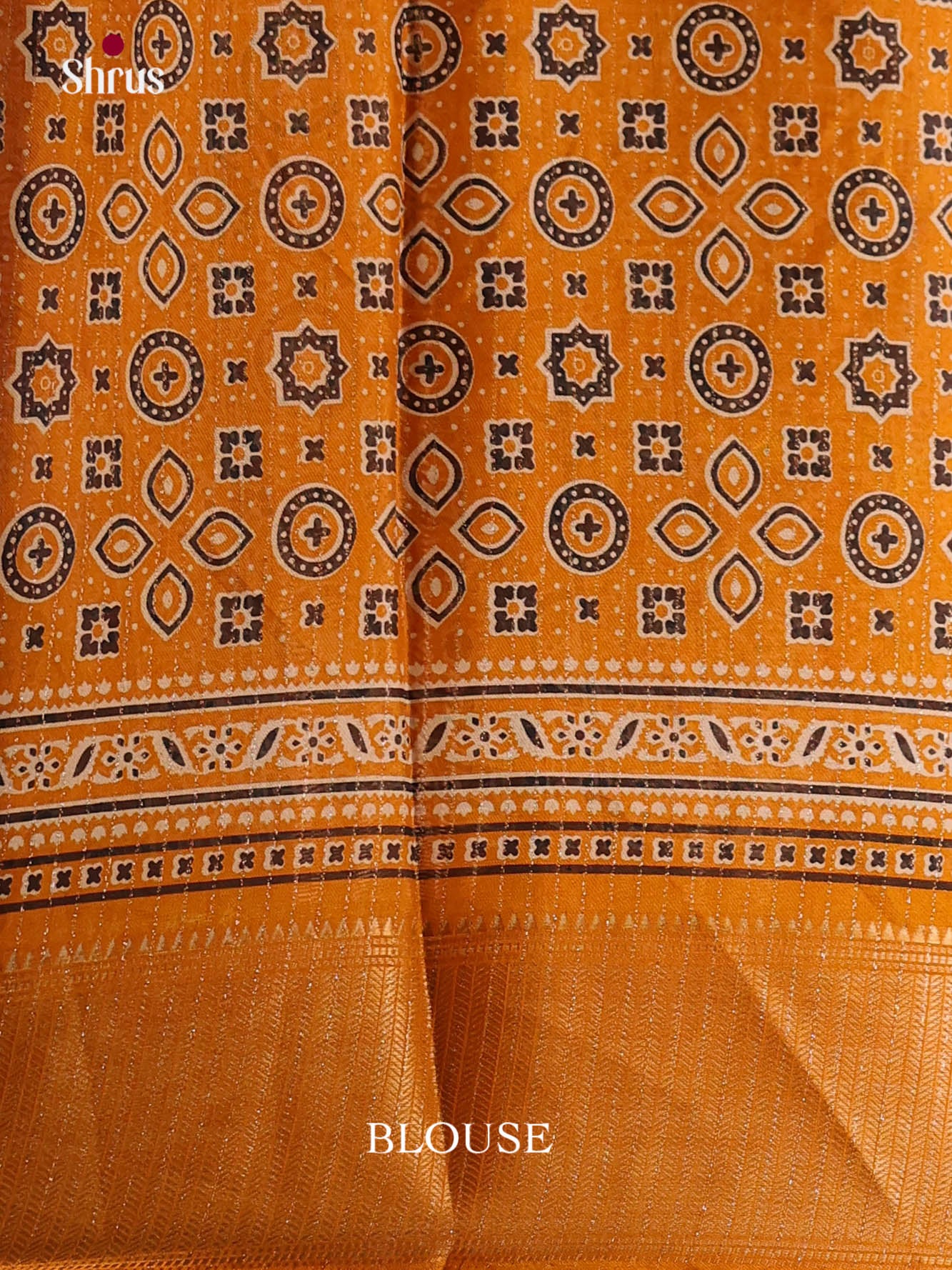 Cream & Mustard - Semi Crepe Saree