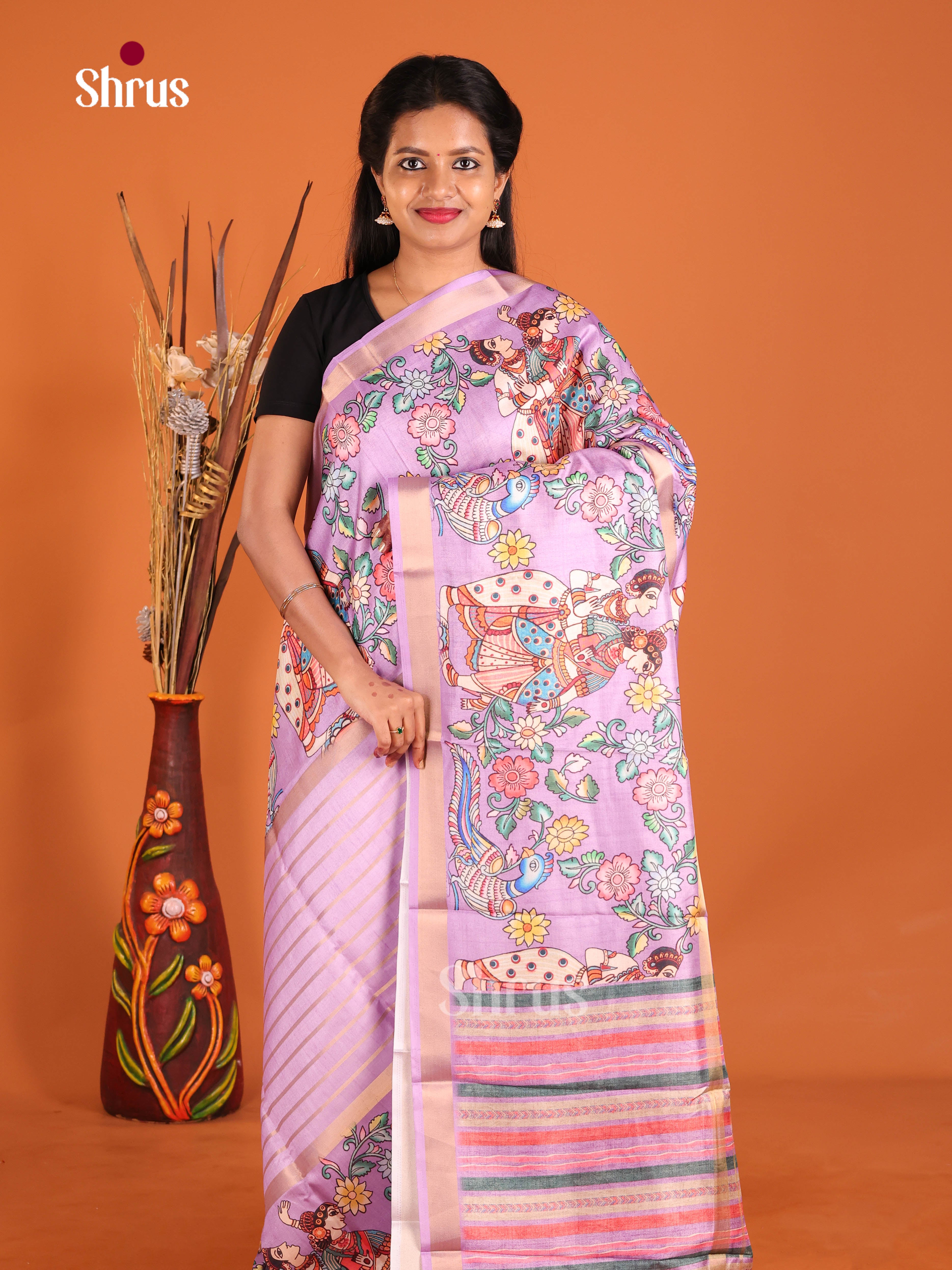 Lilac - Semi matka Saree