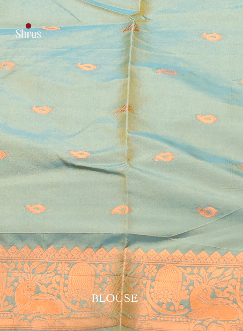 Orange & Green - Semi Softsilk Saree