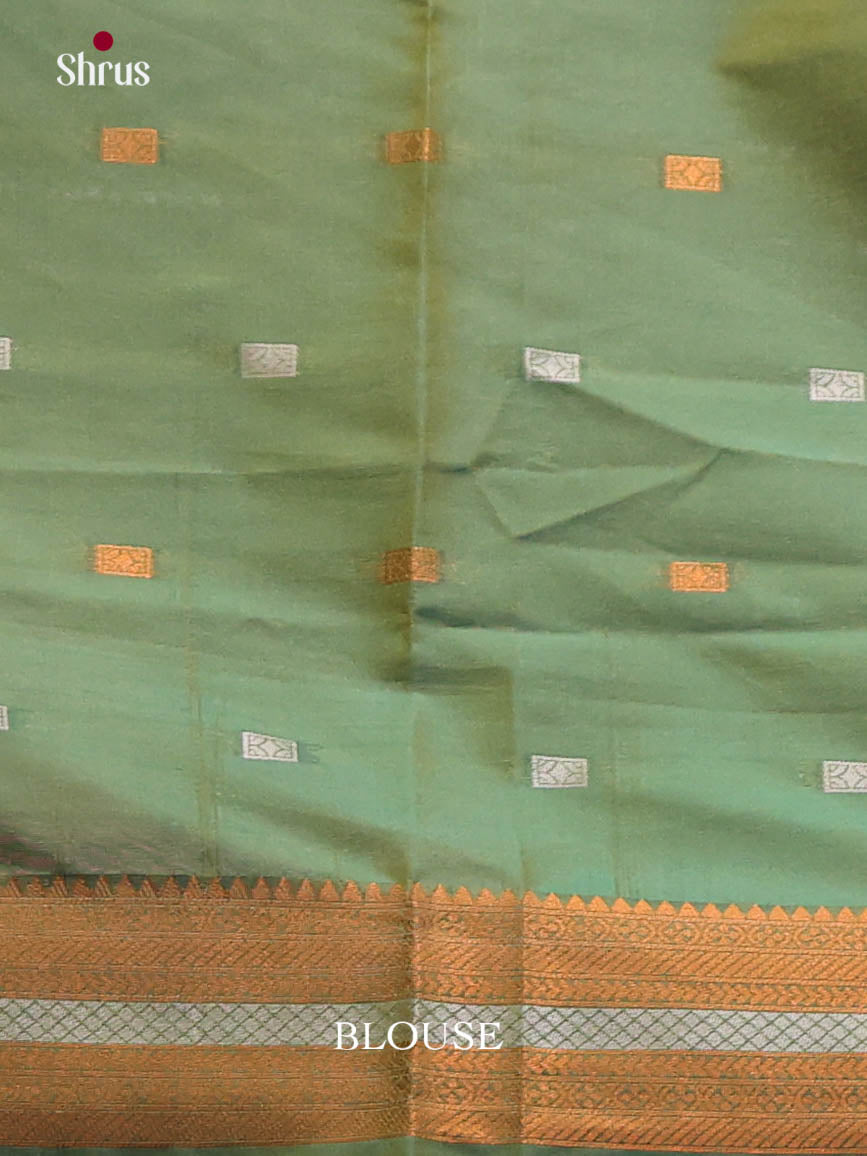 Orange & Green- Semi Softsilk Saree