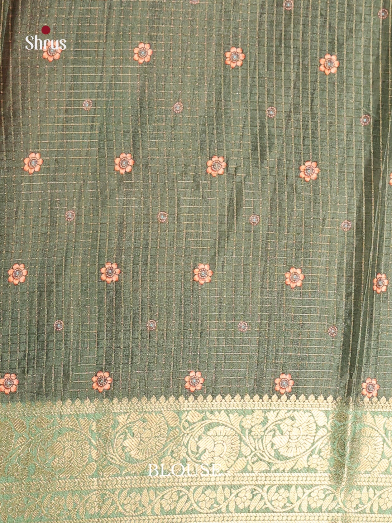 Peach & Green - Semi Dola silk Saree