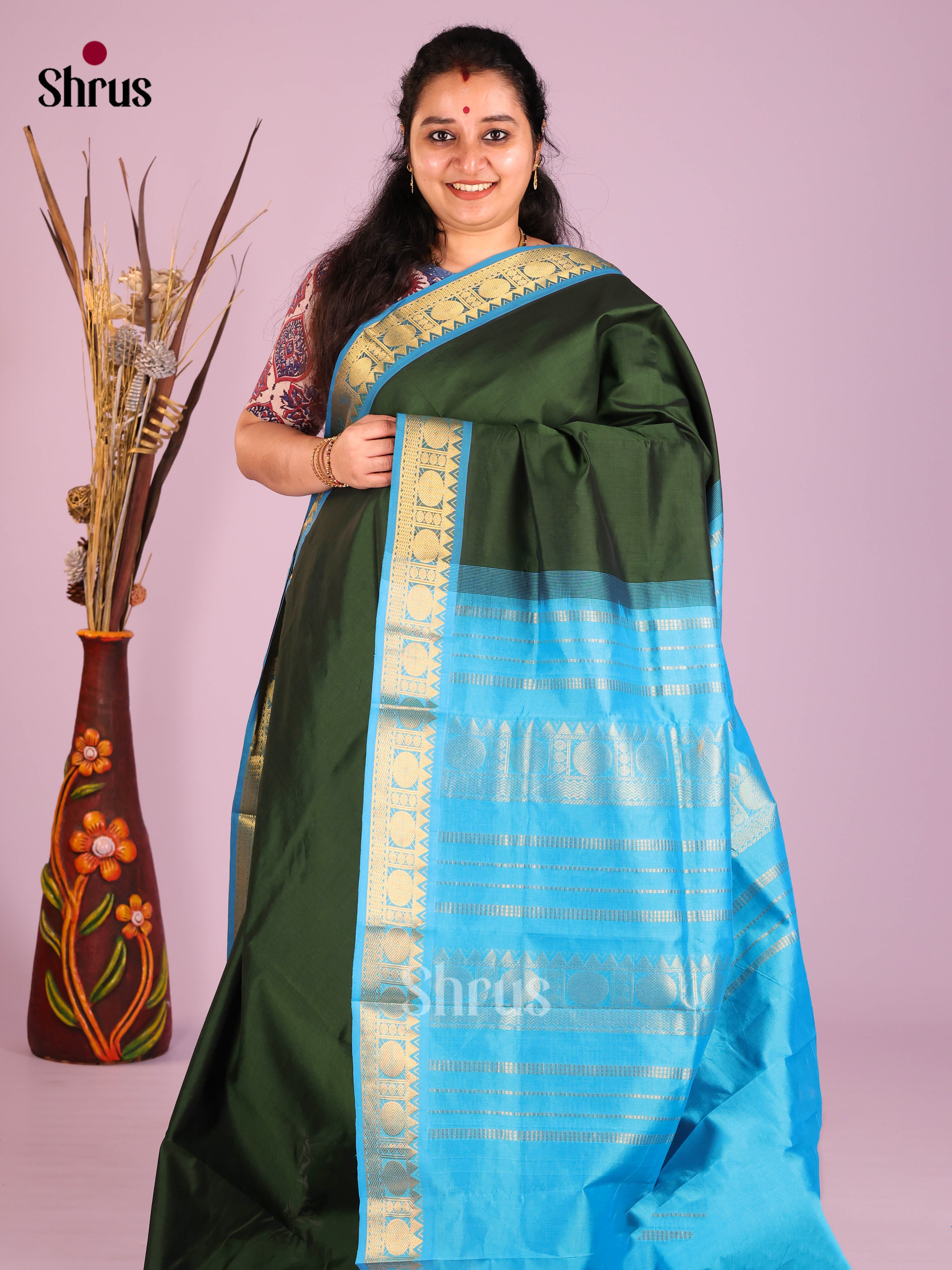 DIS10393 - Silkcotton-halfpure Saree - Shop on Shrus.com